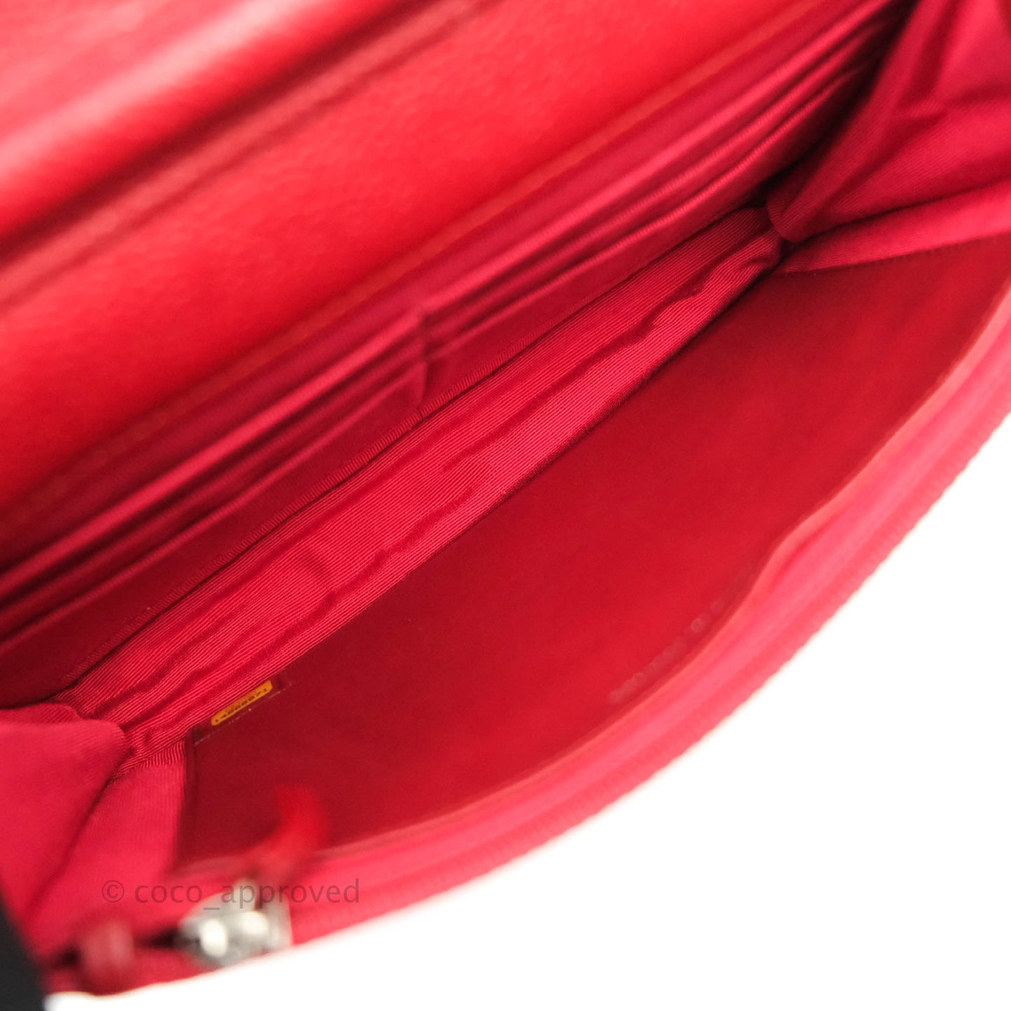 Chanel Quilted Wallet on Chain WOC Red Caviar Silver Hardware