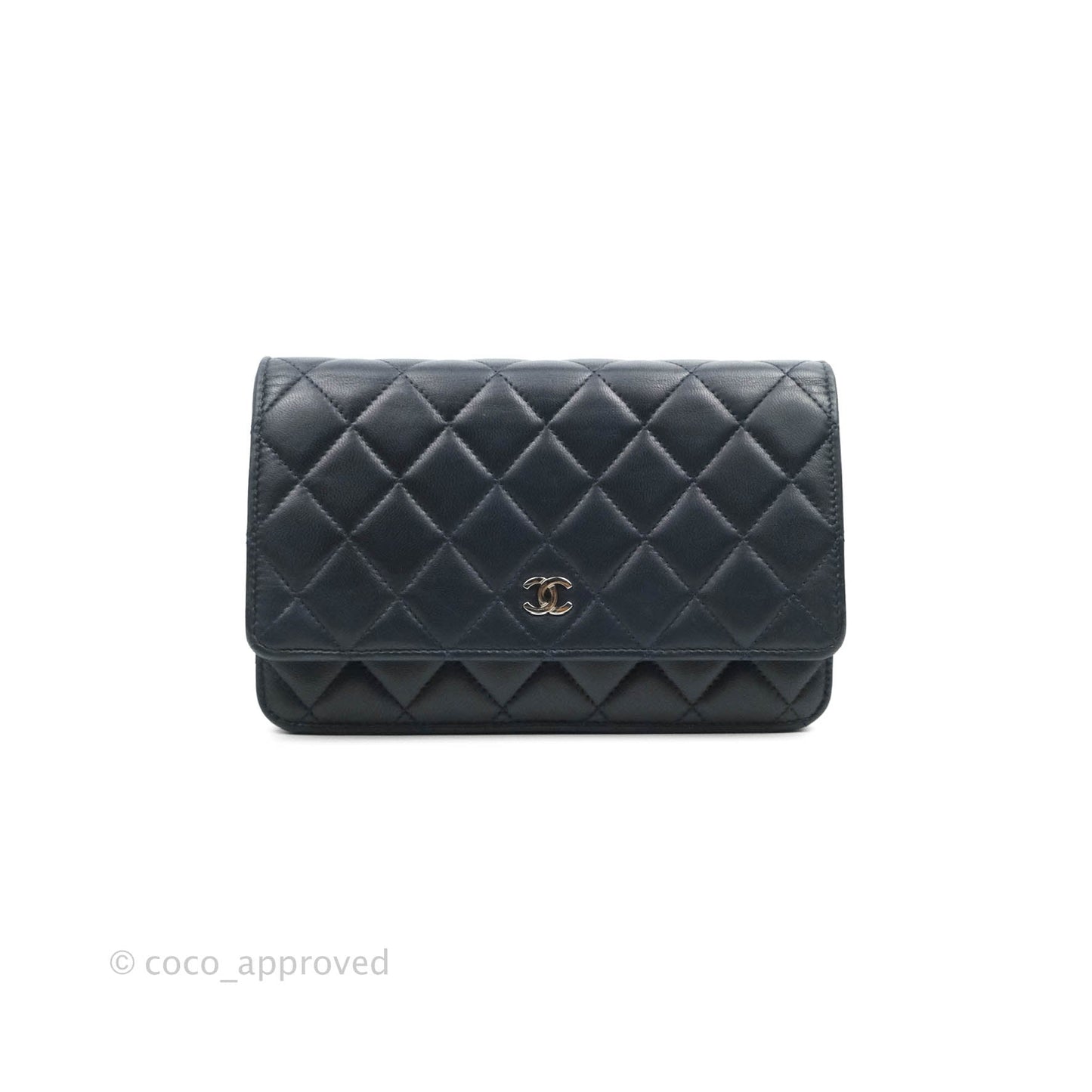 Chanel Quilted Wallet on Chain WOC Navy Lambskin Silver Hardware