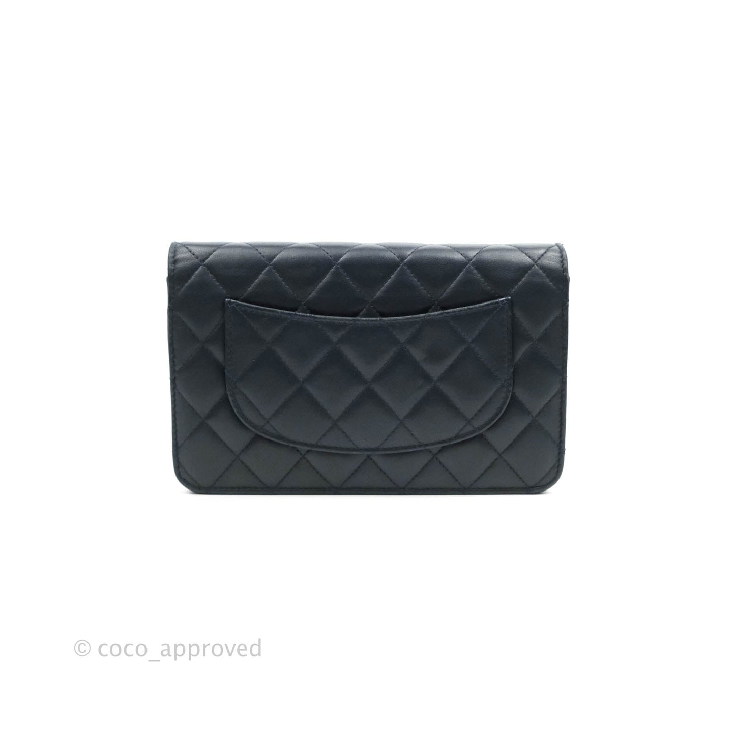 Chanel Quilted Wallet on Chain WOC Navy Lambskin Silver Hardware