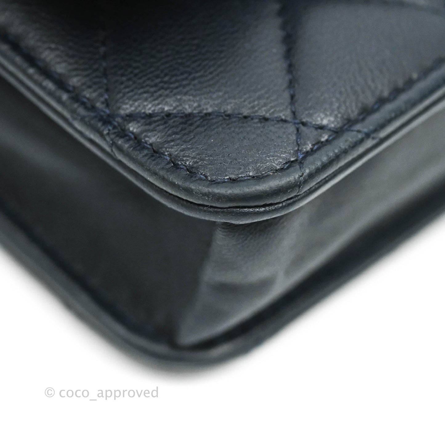Chanel Quilted Wallet on Chain WOC Navy Lambskin Silver Hardware