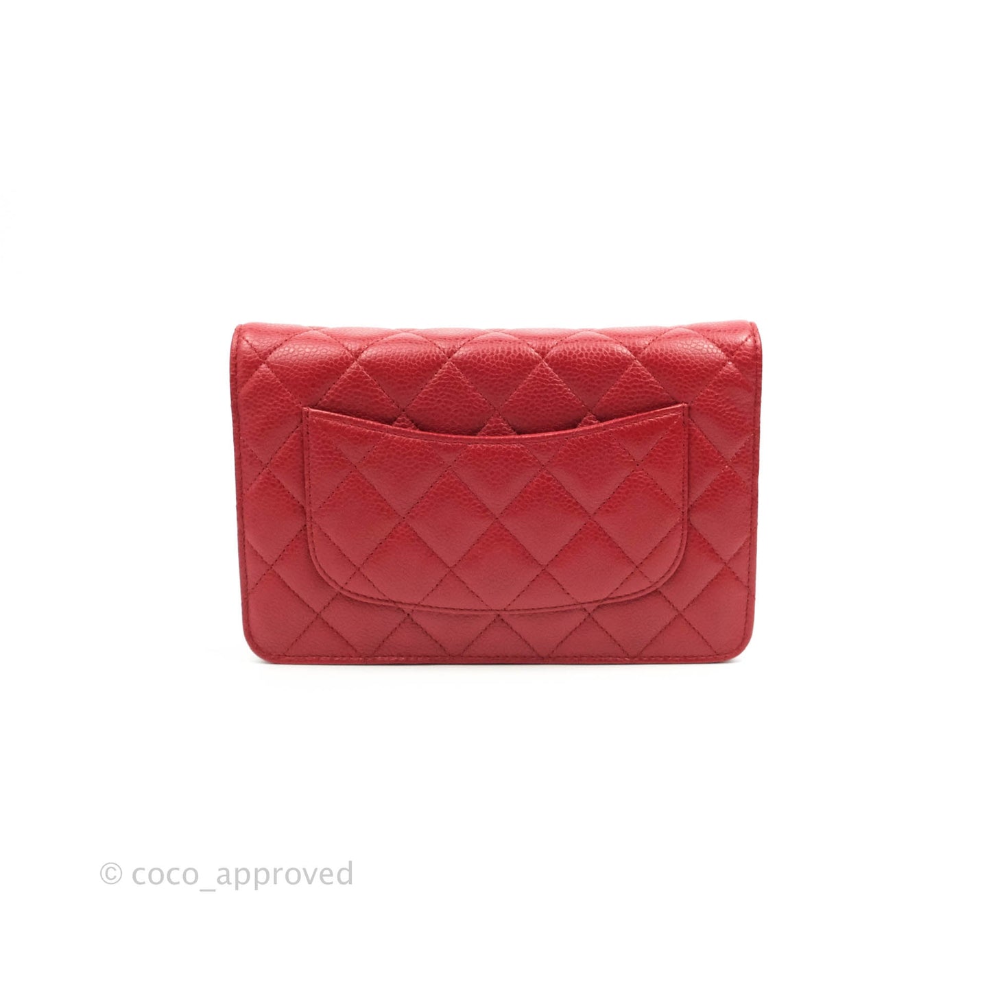 Chanel Quilted Wallet on Chain WOC Red Caviar Silver Hardware