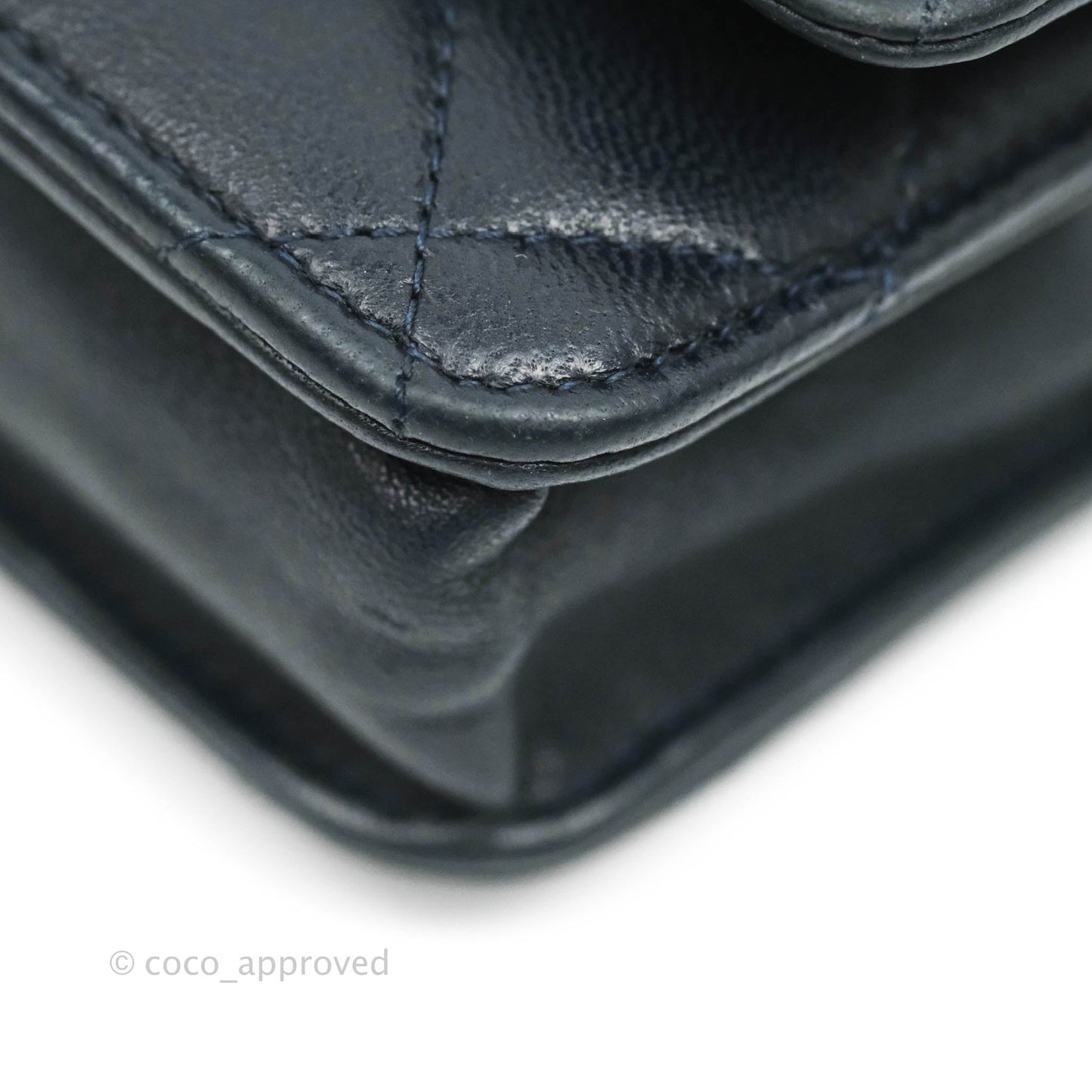 Chanel Quilted Wallet on Chain WOC Navy Lambskin Silver Hardware