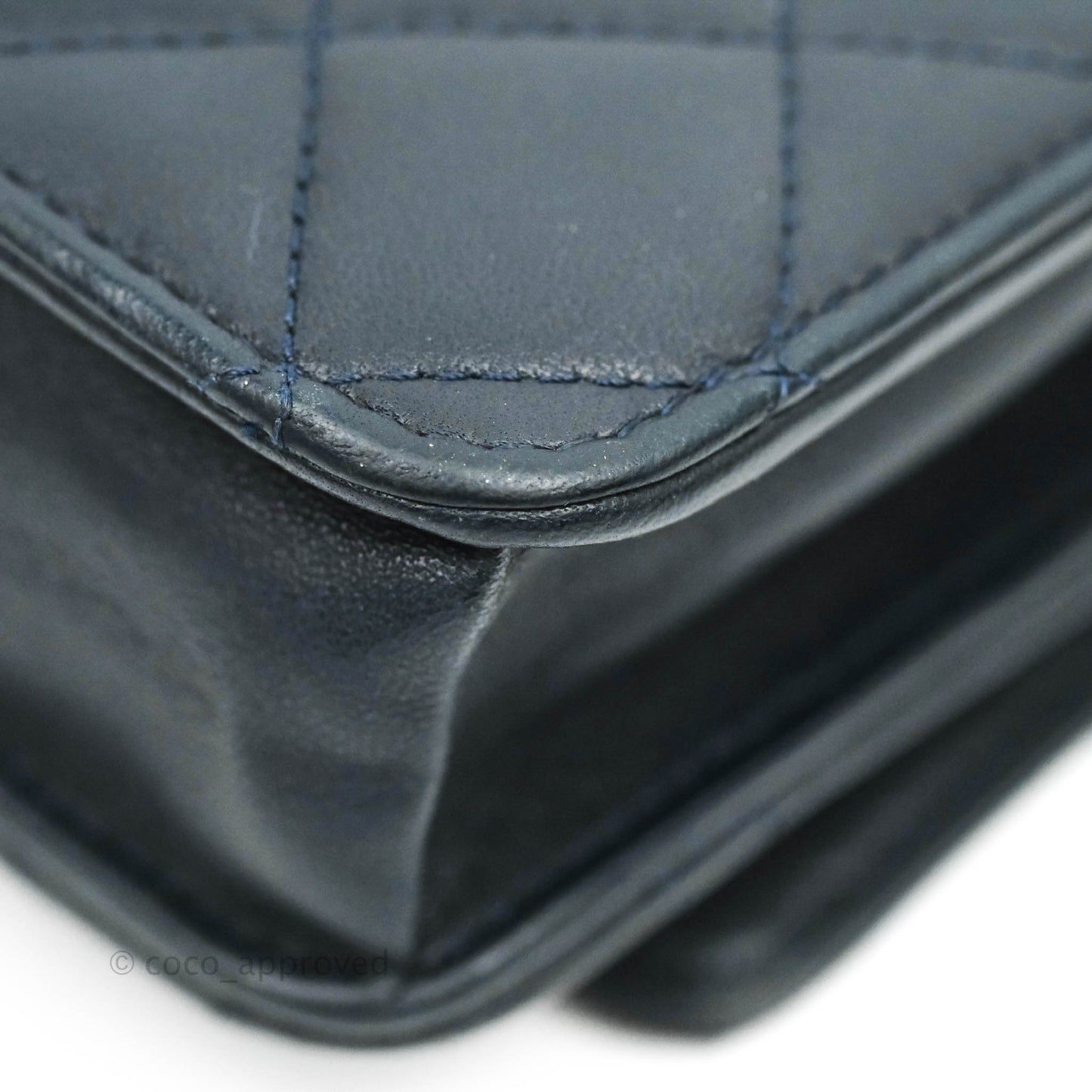 Chanel Quilted Wallet on Chain WOC Navy Lambskin Silver Hardware