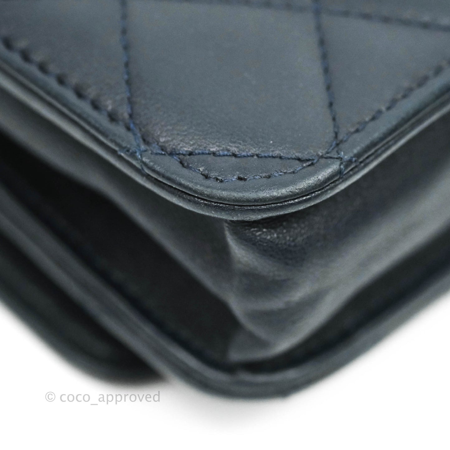Chanel Quilted Wallet on Chain WOC Navy Lambskin Silver Hardware