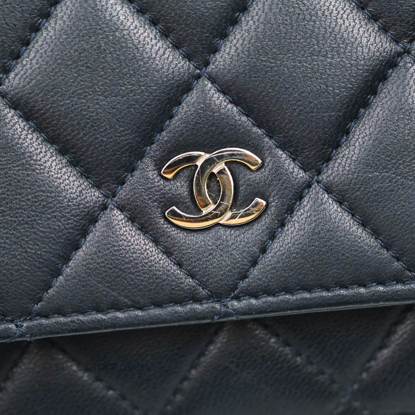 Chanel Quilted Wallet on Chain WOC Navy Lambskin Silver Hardware