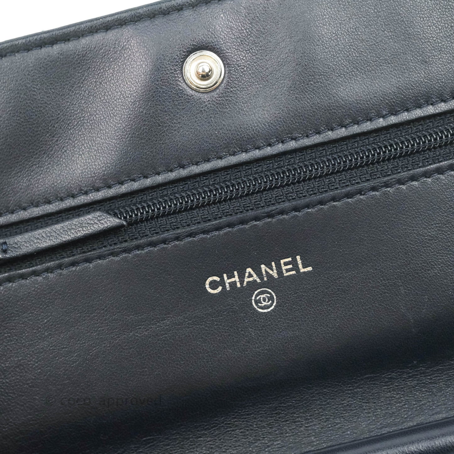 Chanel Quilted Wallet on Chain WOC Navy Lambskin Silver Hardware