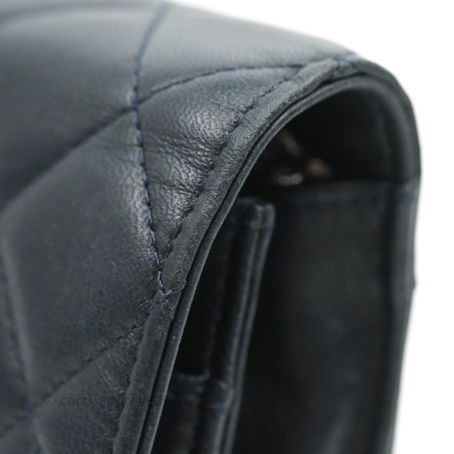 Chanel Quilted Wallet on Chain WOC Navy Lambskin Silver Hardware
