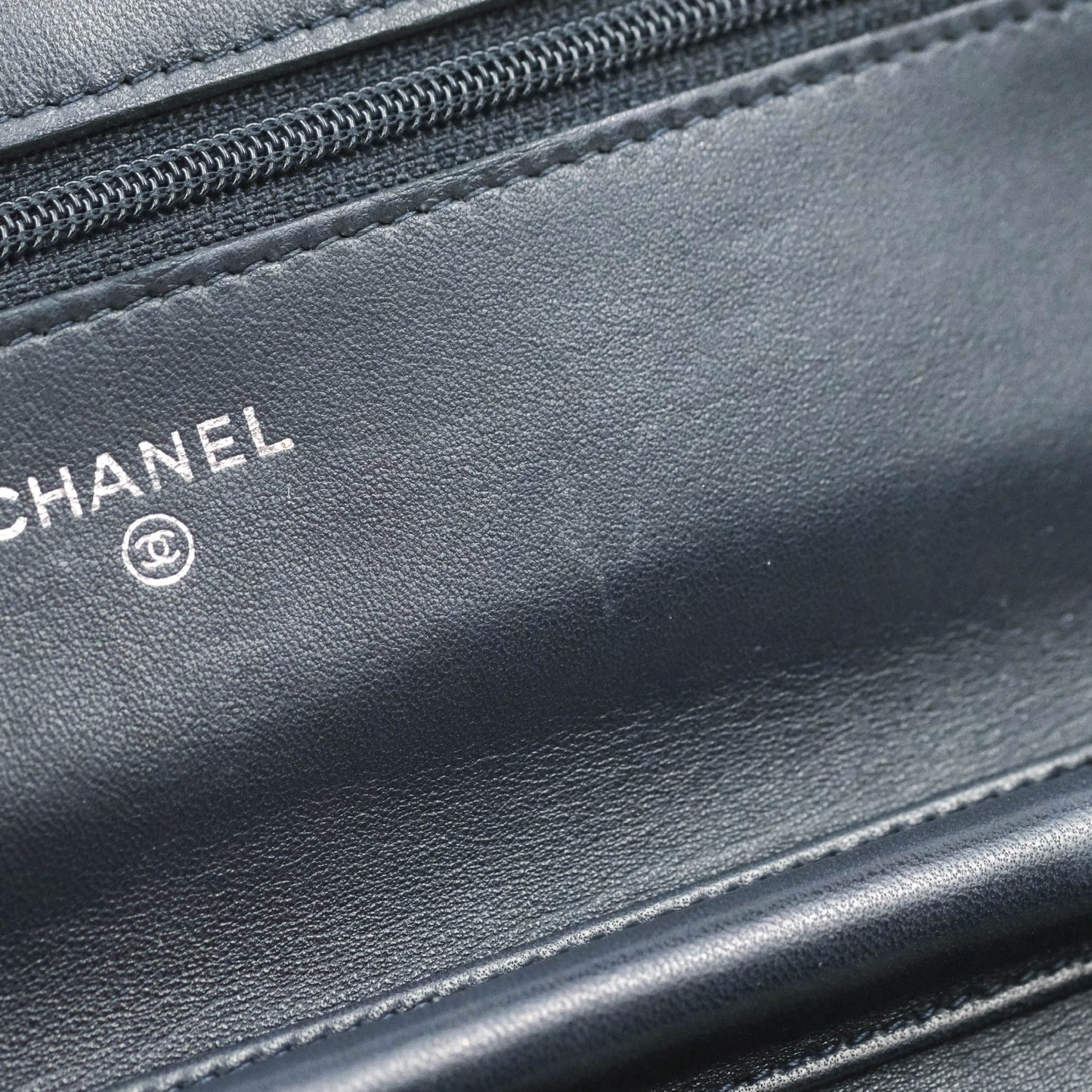 Chanel Quilted Wallet on Chain WOC Navy Lambskin Silver Hardware