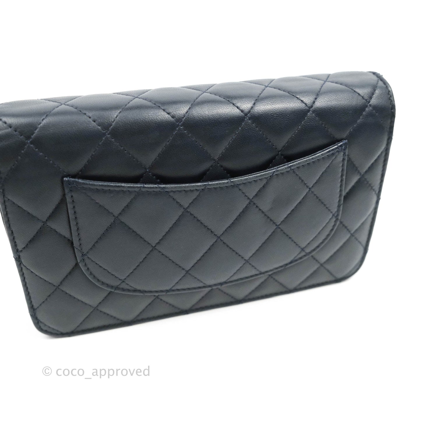 Chanel Quilted Wallet on Chain WOC Navy Lambskin Silver Hardware
