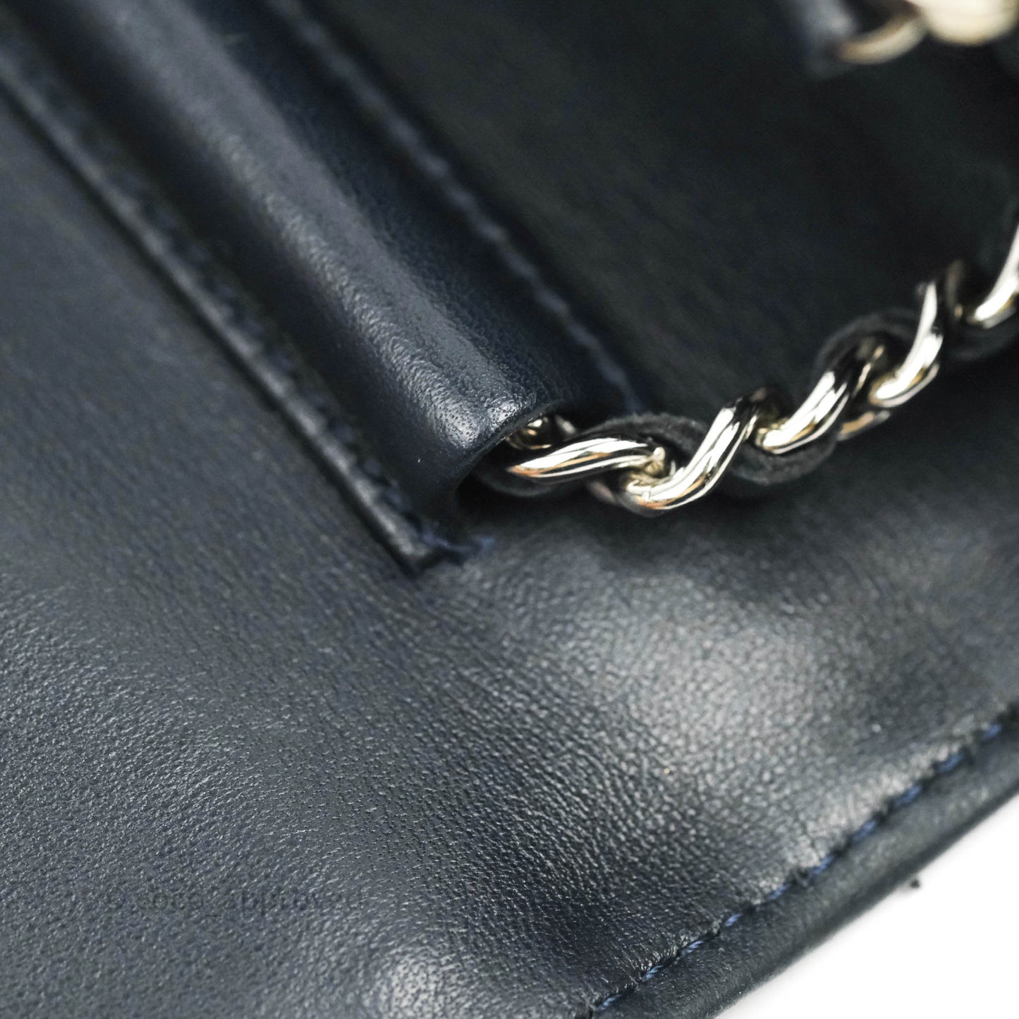 Chanel Quilted Wallet on Chain WOC Navy Lambskin Silver Hardware