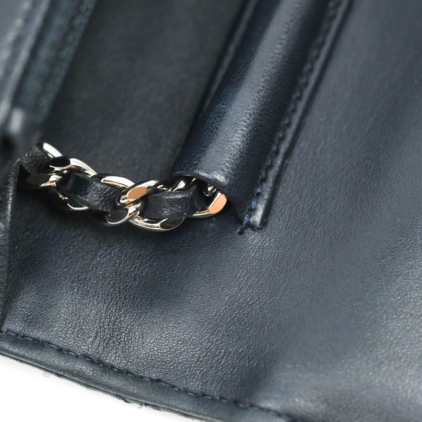 Chanel Quilted Wallet on Chain WOC Navy Lambskin Silver Hardware