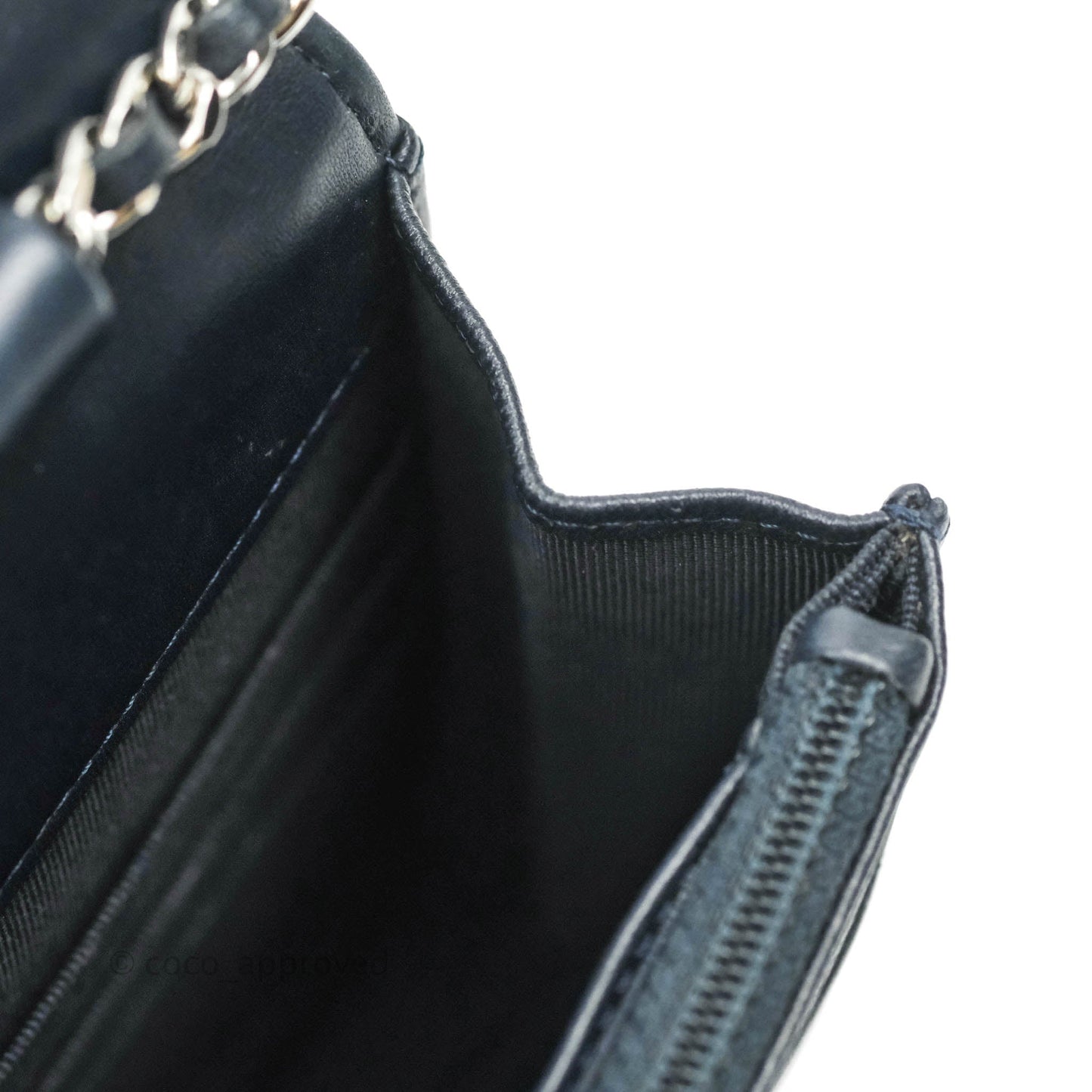 Chanel Quilted Wallet on Chain WOC Navy Lambskin Silver Hardware