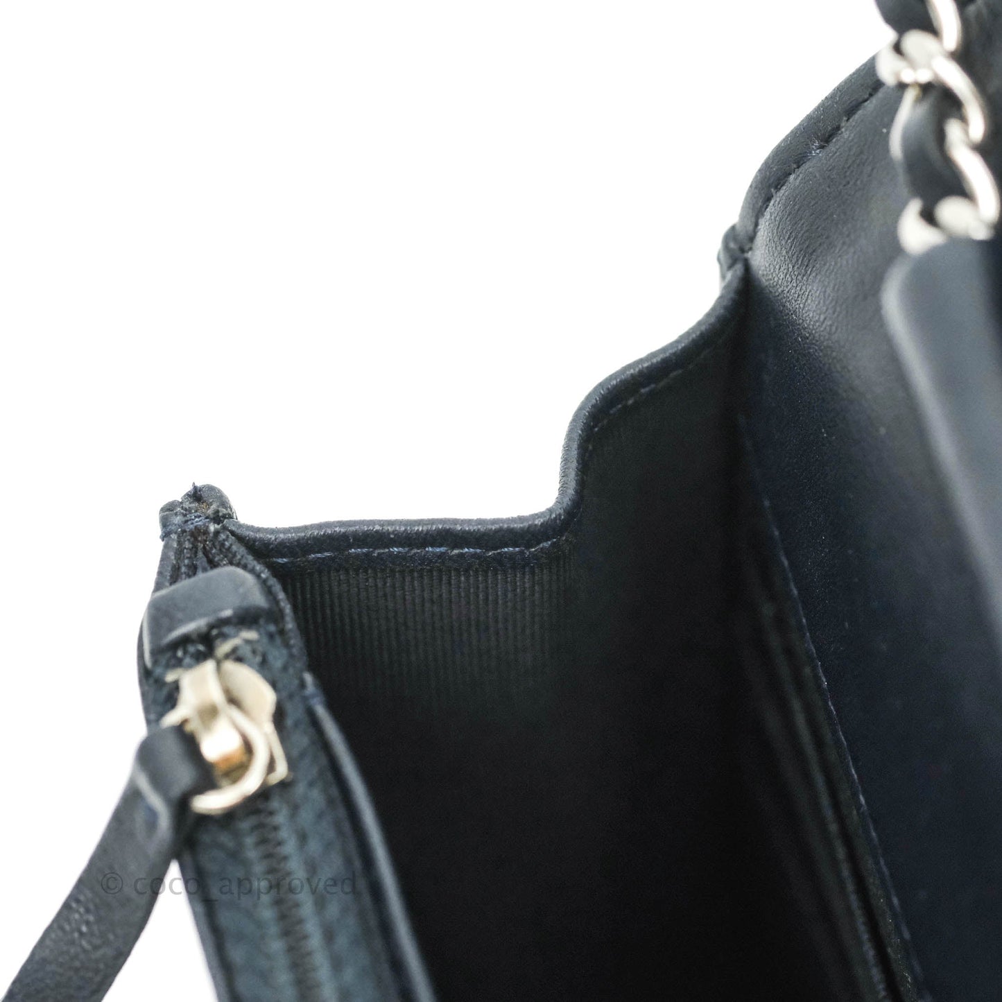 Chanel Quilted Wallet on Chain WOC Navy Lambskin Silver Hardware