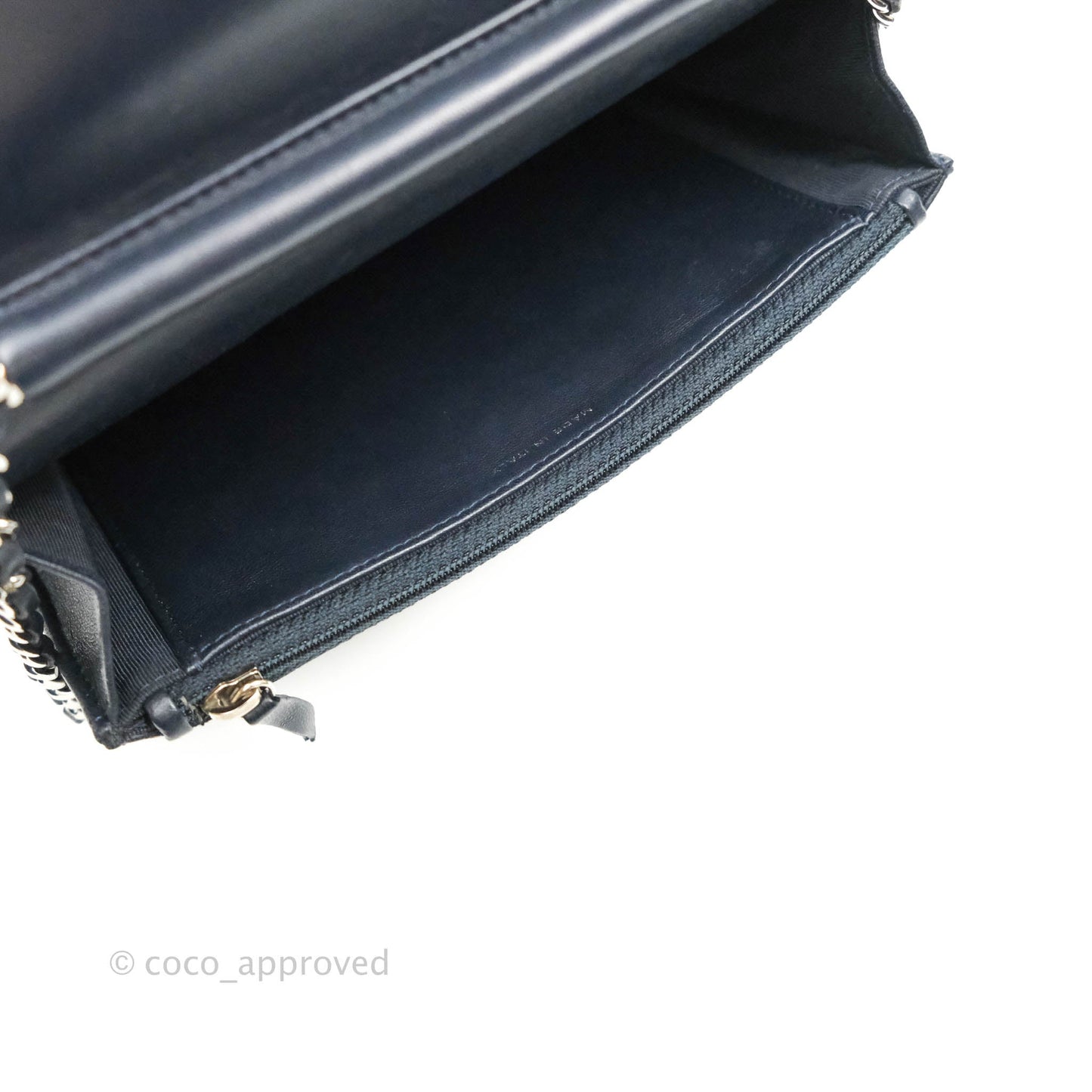 Chanel Quilted Wallet on Chain WOC Navy Lambskin Silver Hardware