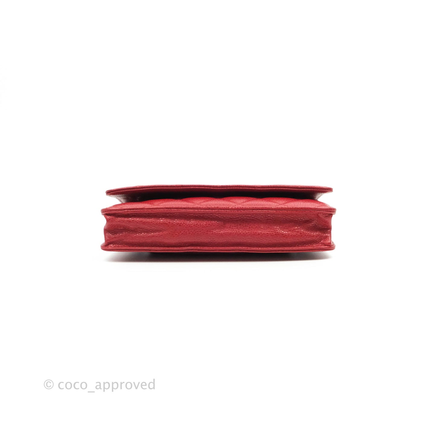 Chanel Quilted Wallet on Chain WOC Red Caviar Silver Hardware