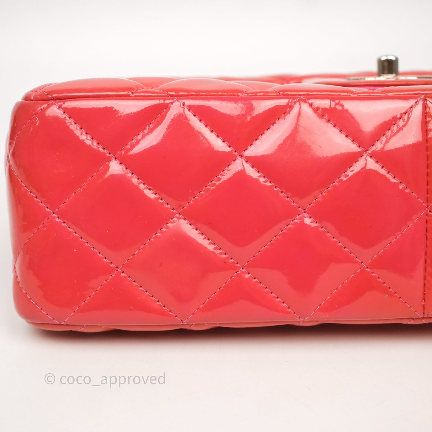 Chanel Jumbo Double Flap Red Orange Patent Silver Hardware⁣⁣