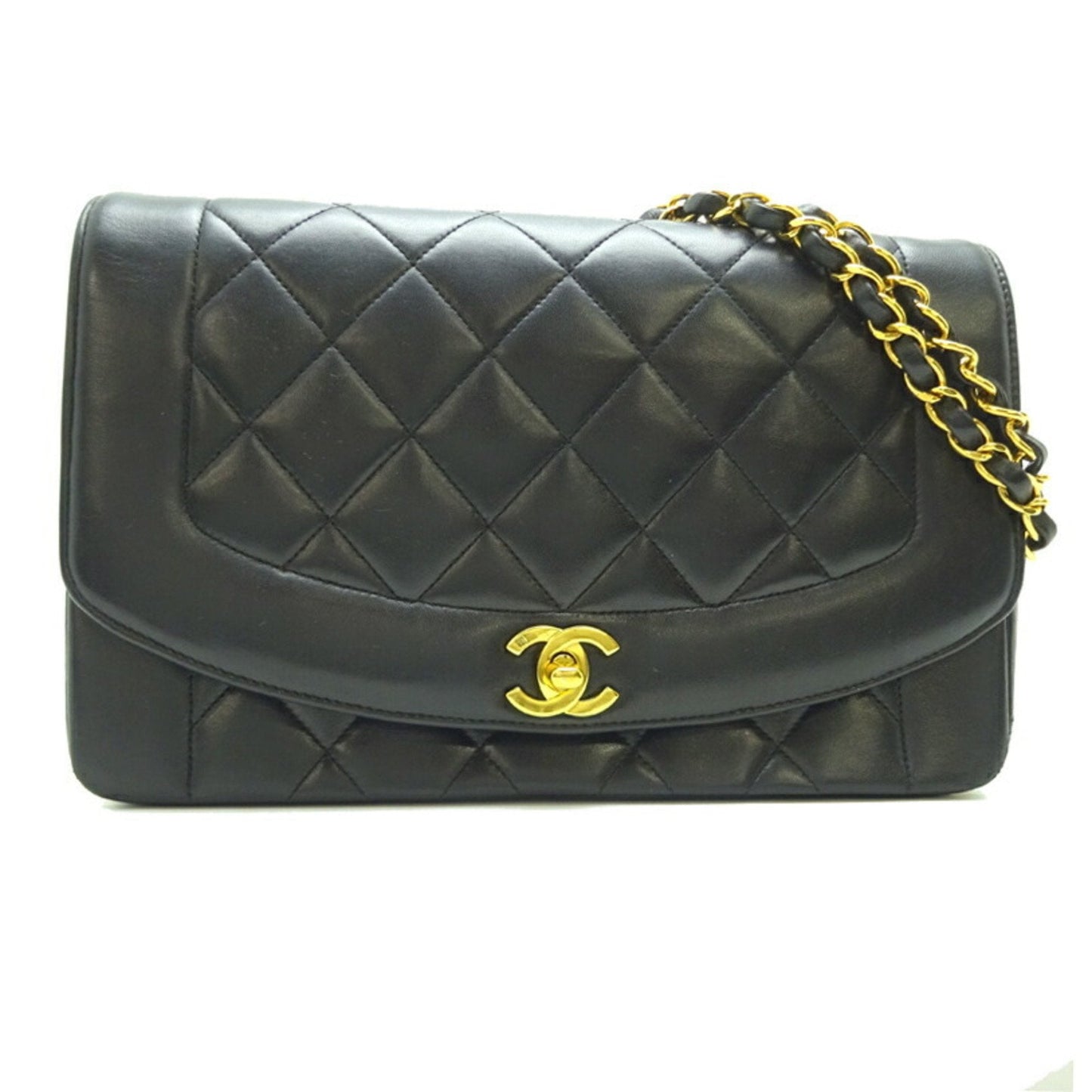 Luxury Chanel Matelasse Diana 25 Chain Shoulder Women's Bag A01165 Lambskin Noir [Black]