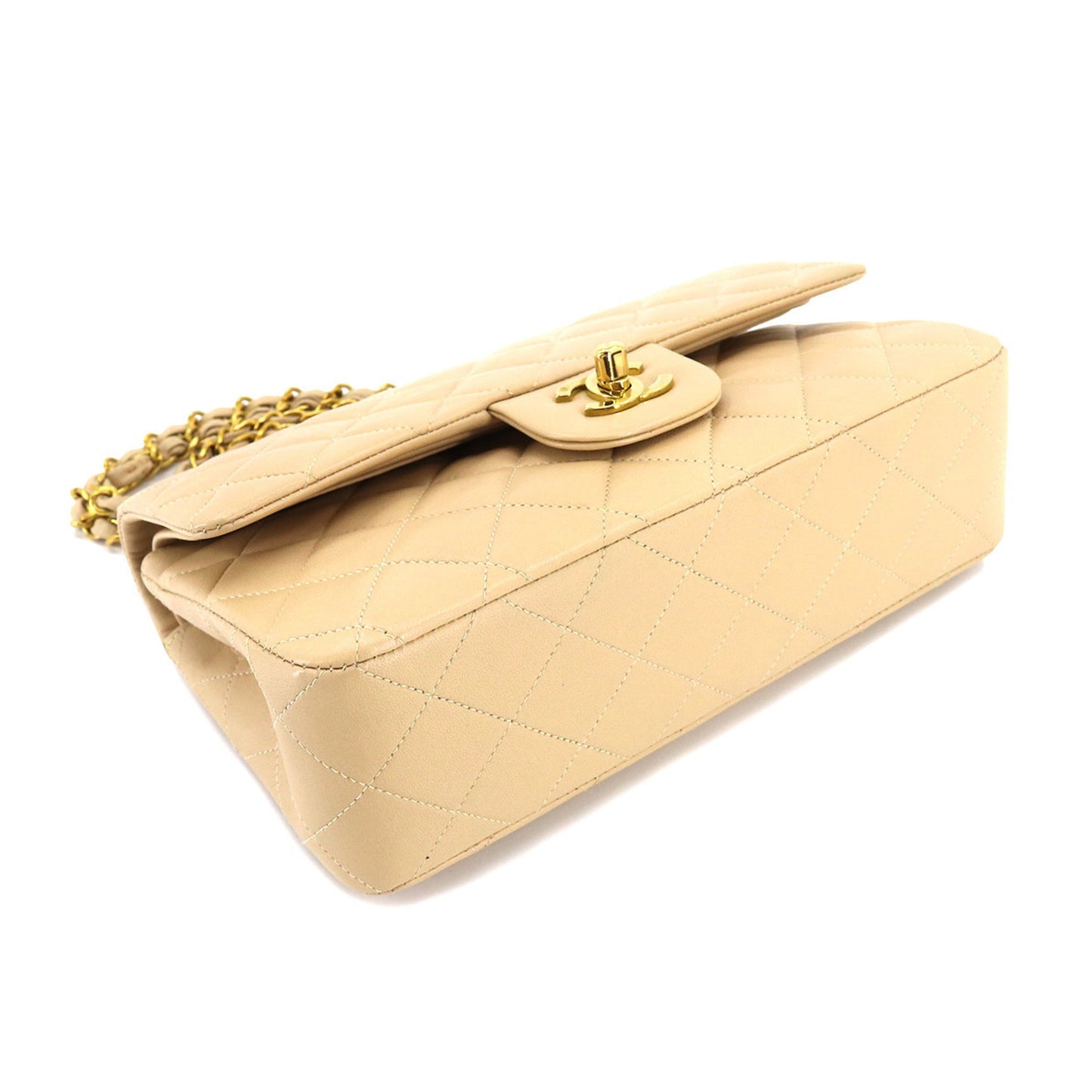 Luxury Chanel Matelasse 23 Chain Shoulder Bag Leather Beige A01113 Vintage Coco Mark Gold Hardware