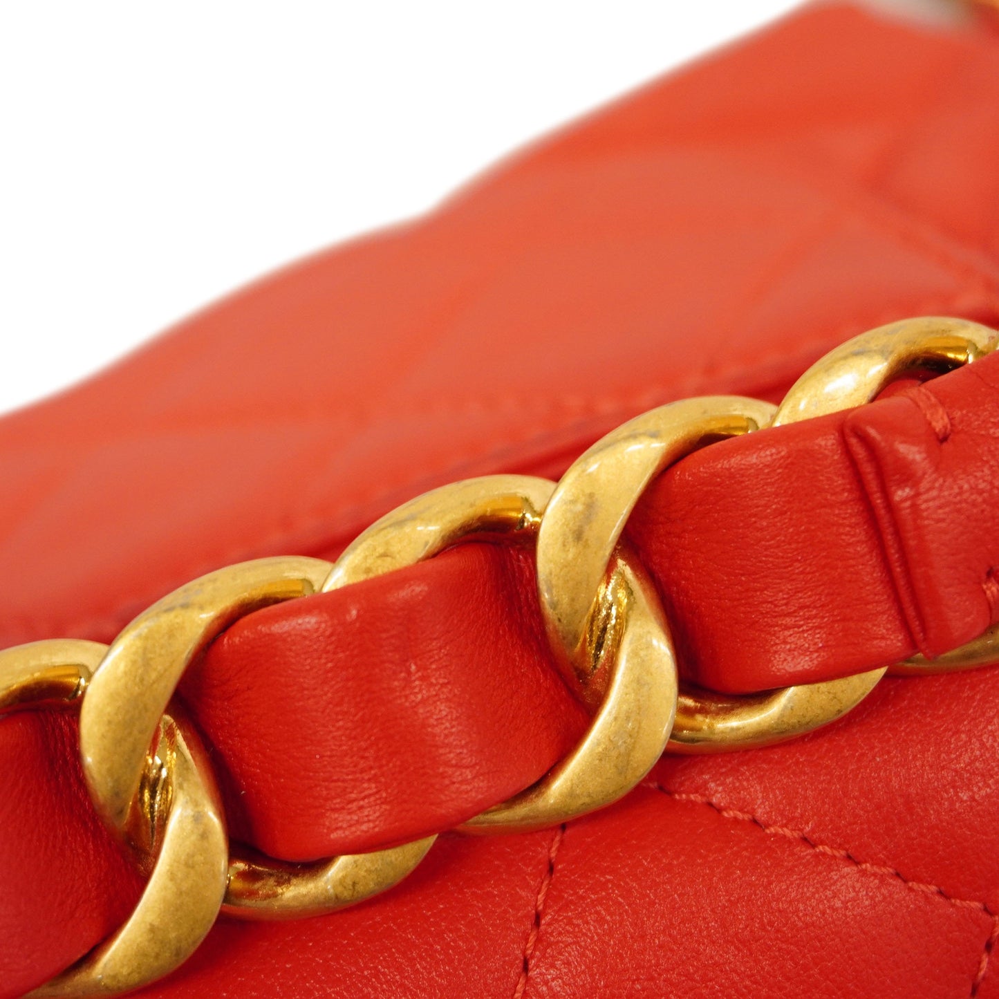 CHANEL  Matelasse Chain Shoulder Women's Leather Shoulder Bag Red Color
