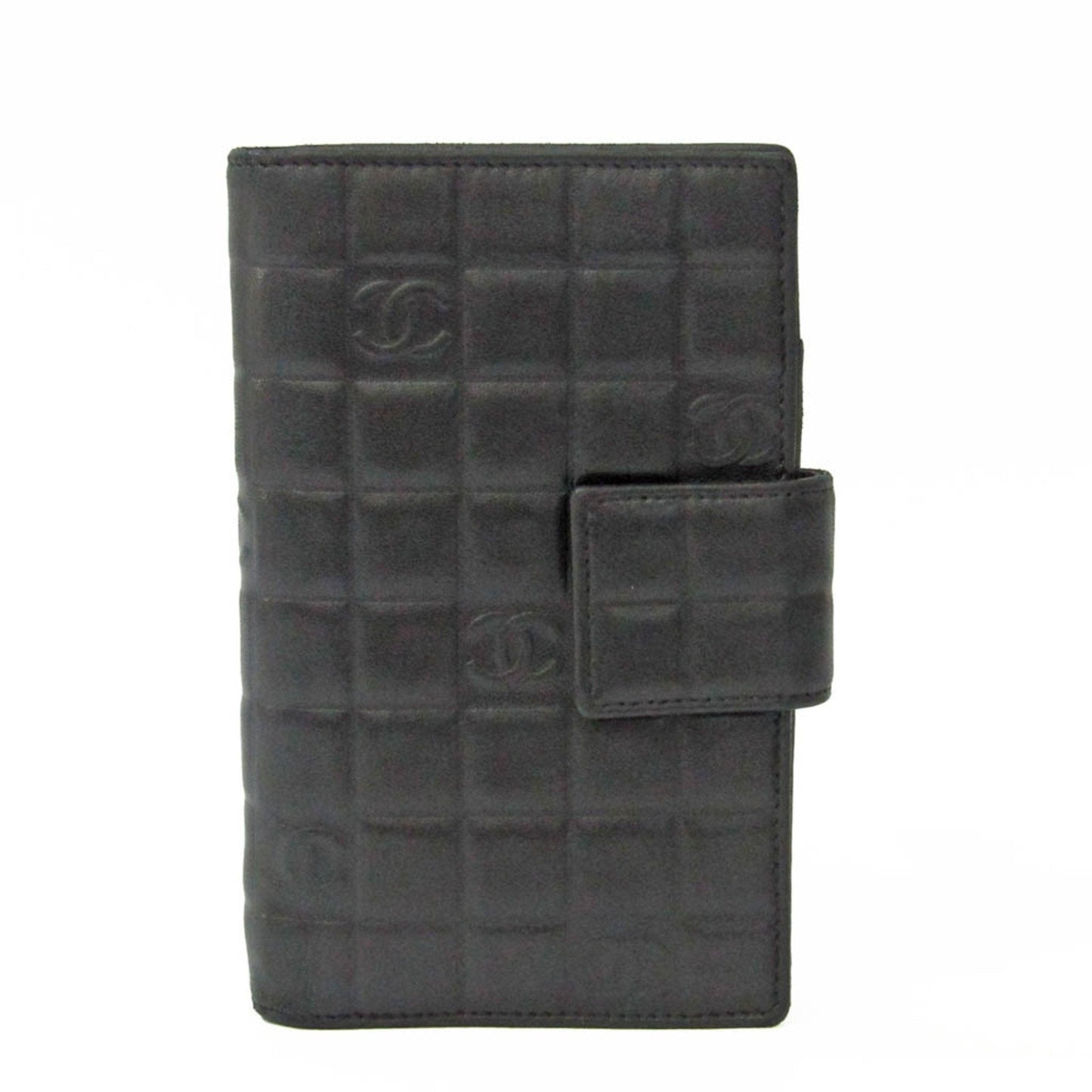 Luxury Chanel Chocolate Bar Women's Leather Middle Wallet [bi-fold] Black