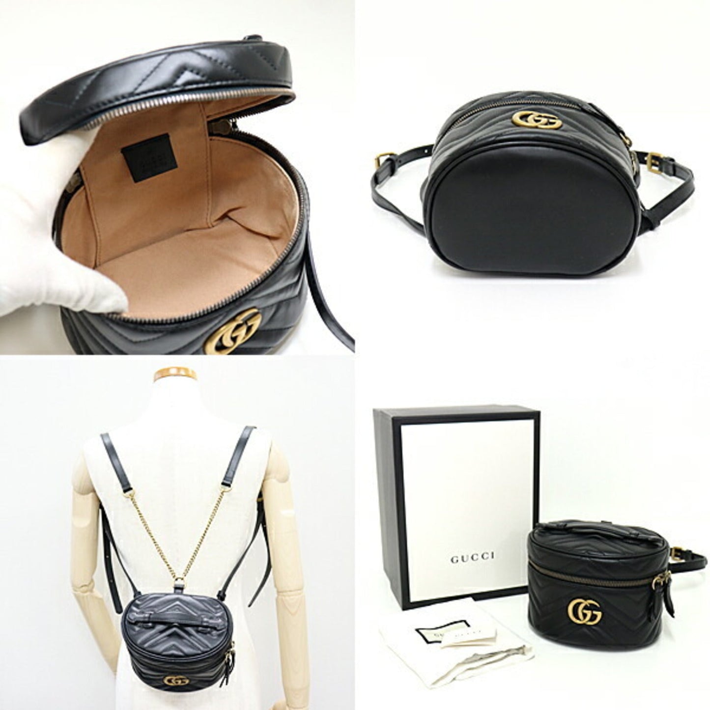 Luxury Gucci GG Marmont 598594 Quilting Bag Black