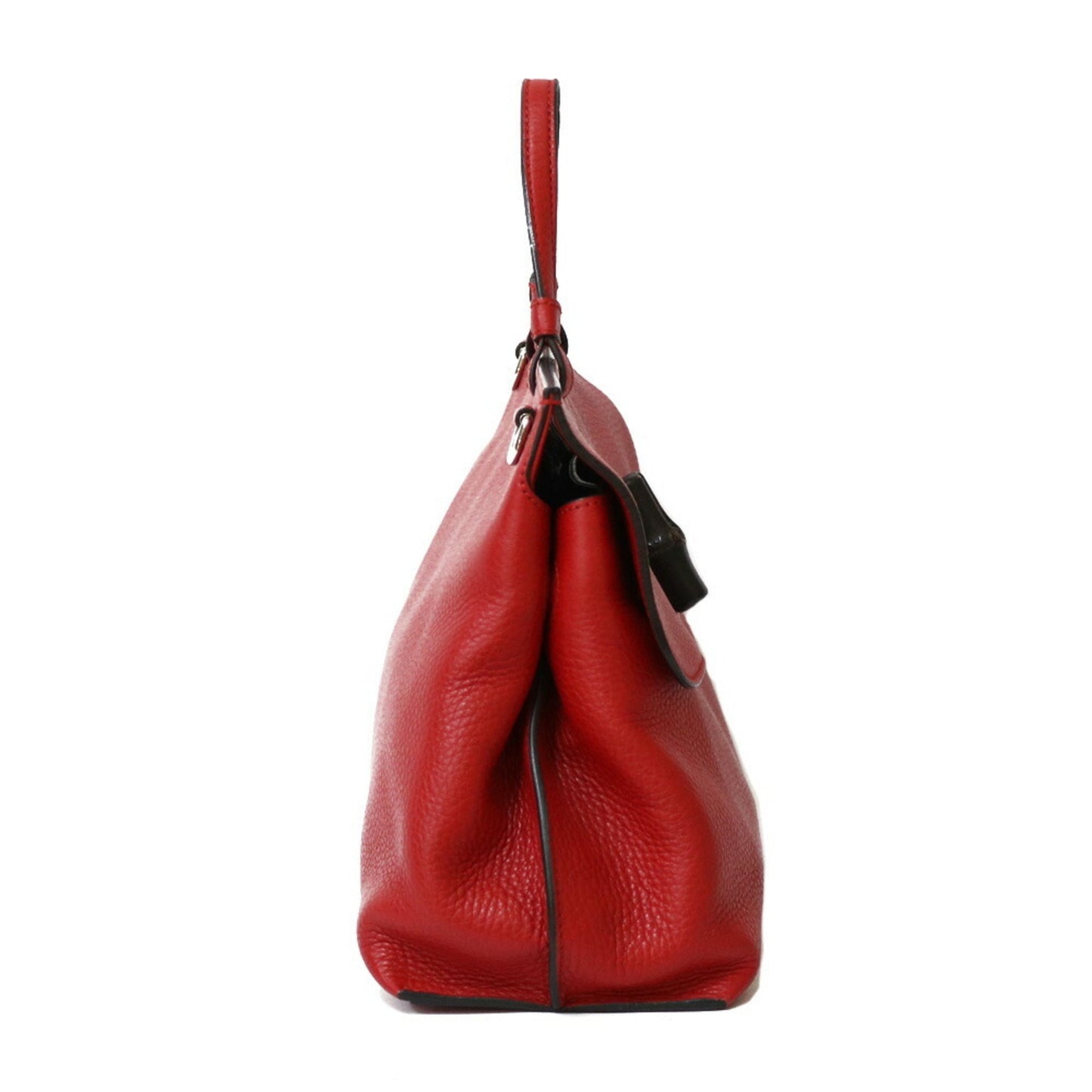 Luxury Gucci Shoulder Bag Bamboo Handbag Red Women's Leather