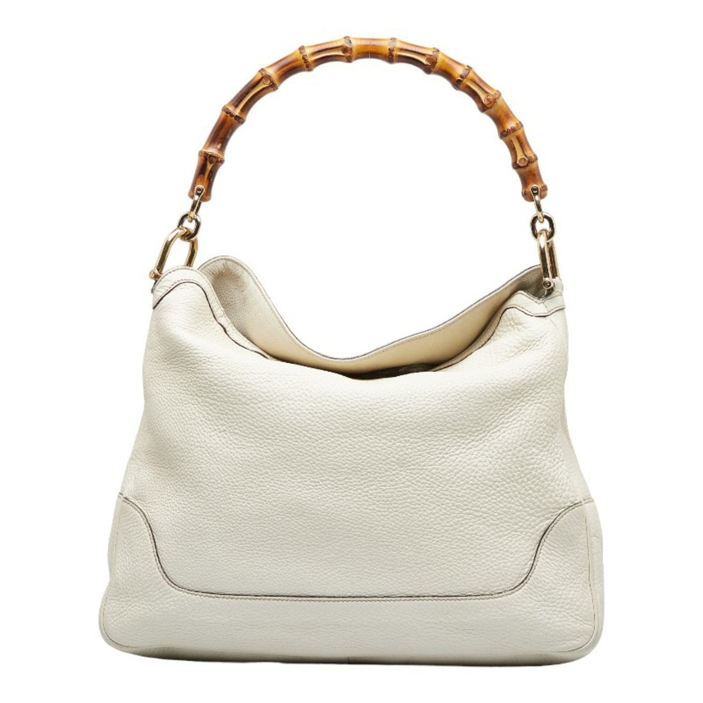 Luxury Gucci Bamboo GG Canvas Handbag Shoulder Bag 282315 White Leather Ladies