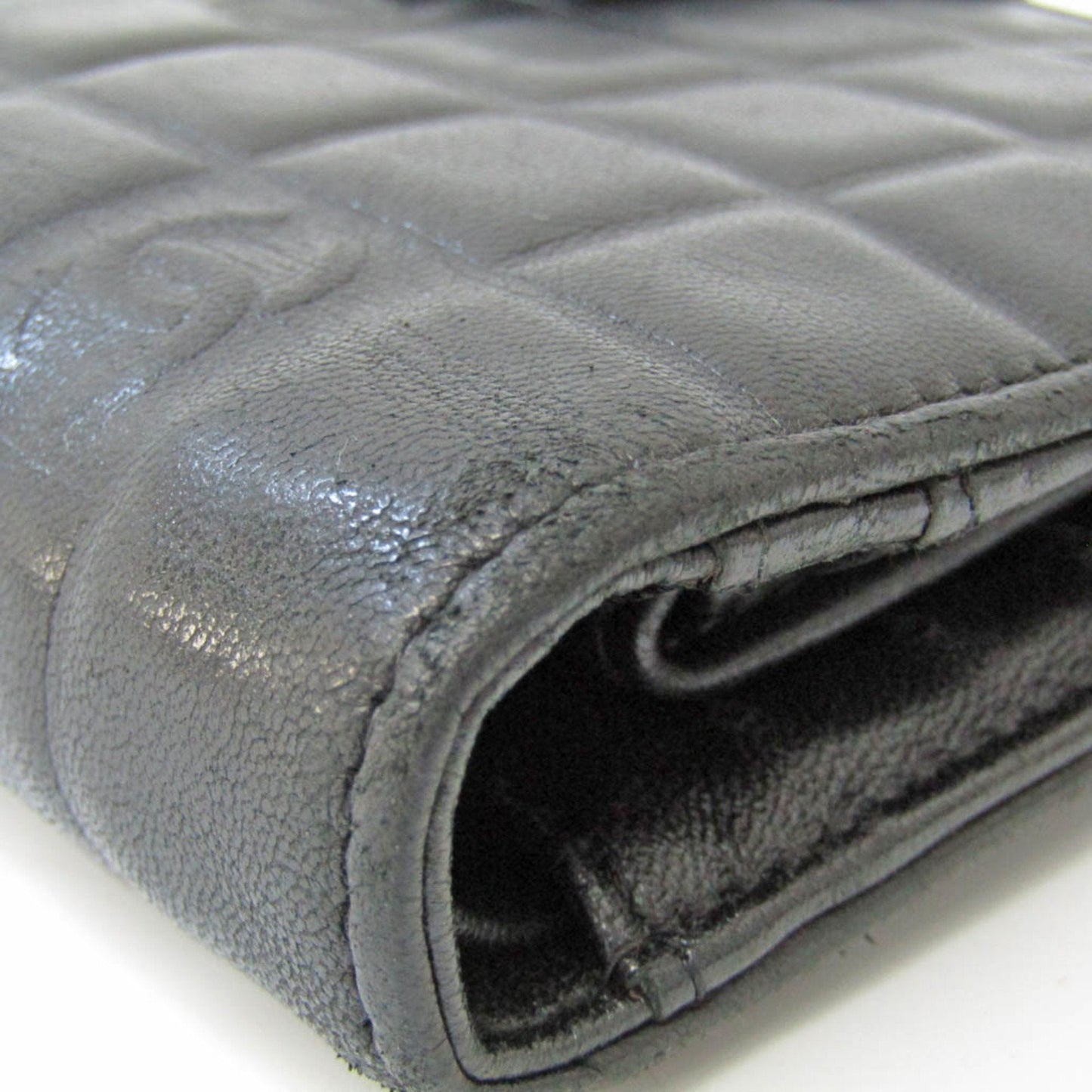 Luxury Chanel Chocolate Bar Women's Leather Middle Wallet [bi-fold] Black