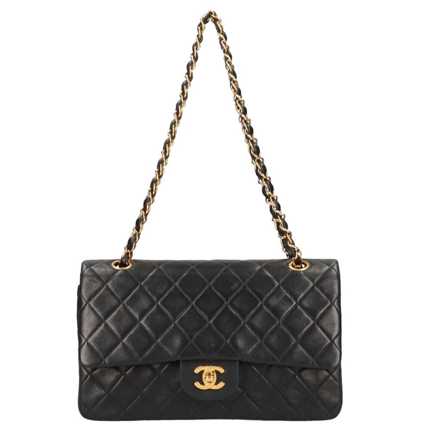 Luxury Chanel chain matelasse shoulder bag lambskin black ladies