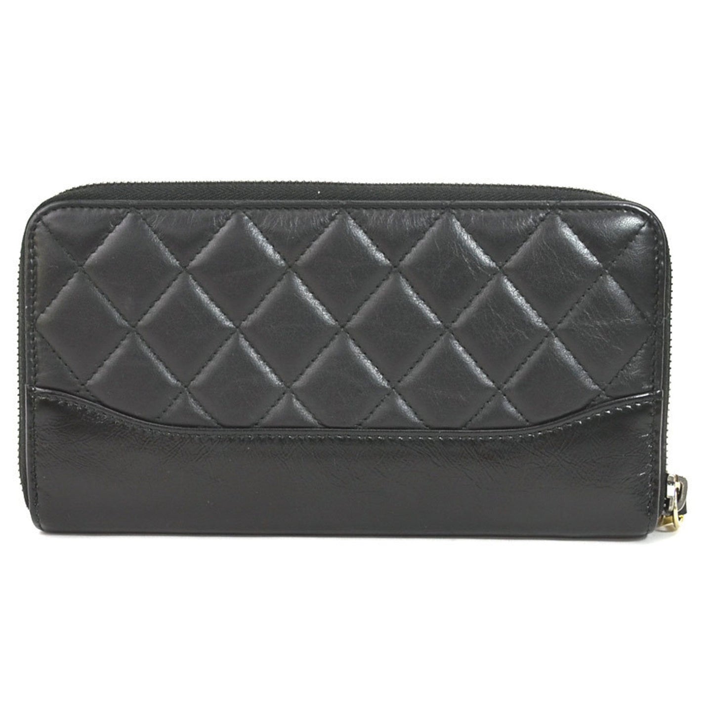 Luxury Chanel Round Zipper Long Wallet Leather Black Women's A84388 99553a
