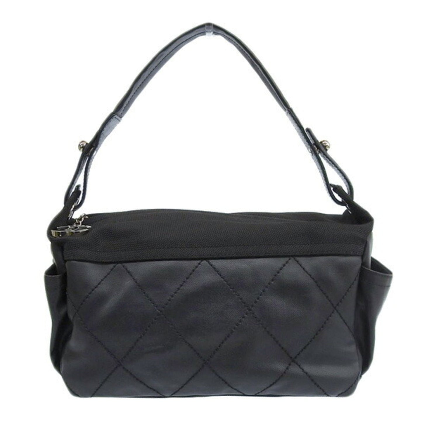Luxury Chanel Coated Canvas Leather Paris Biarritz Coco Mark One Shoulder Bag A34205 Black Ladies