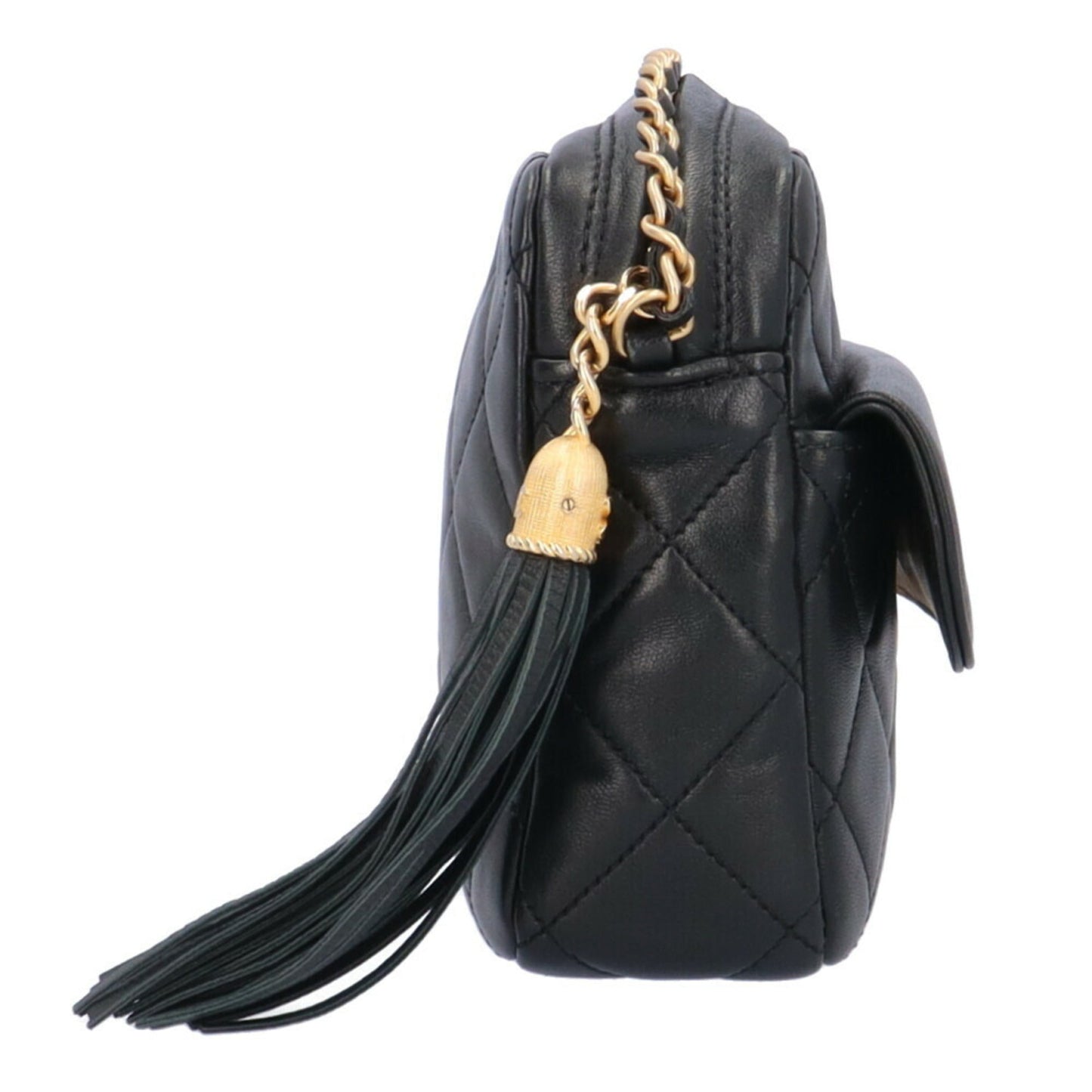 Luxury Chanel Chain Shoulder Bag Lambskin Black Women's