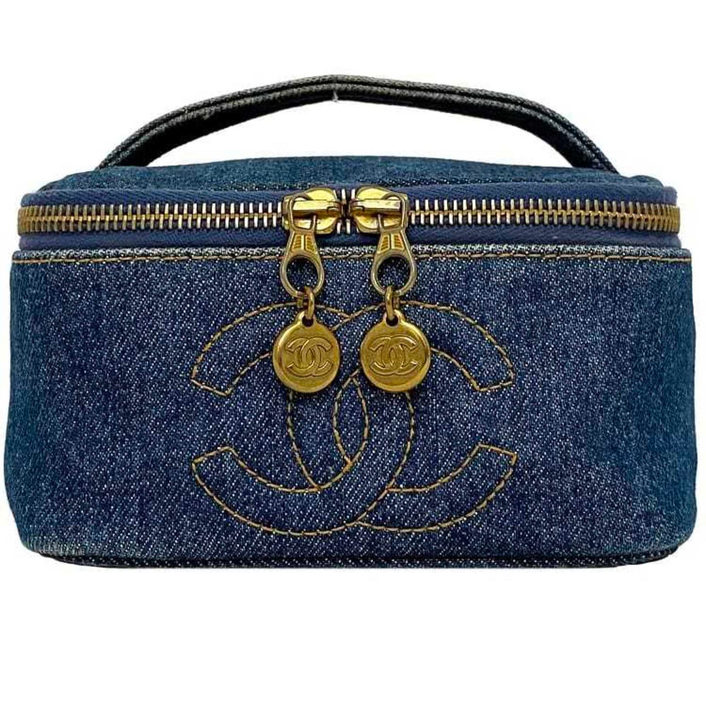 Luxury Chanel Handbag Vanity Cocomark A07058 Canvas Leather GP 4th  Pouch Double Stitch