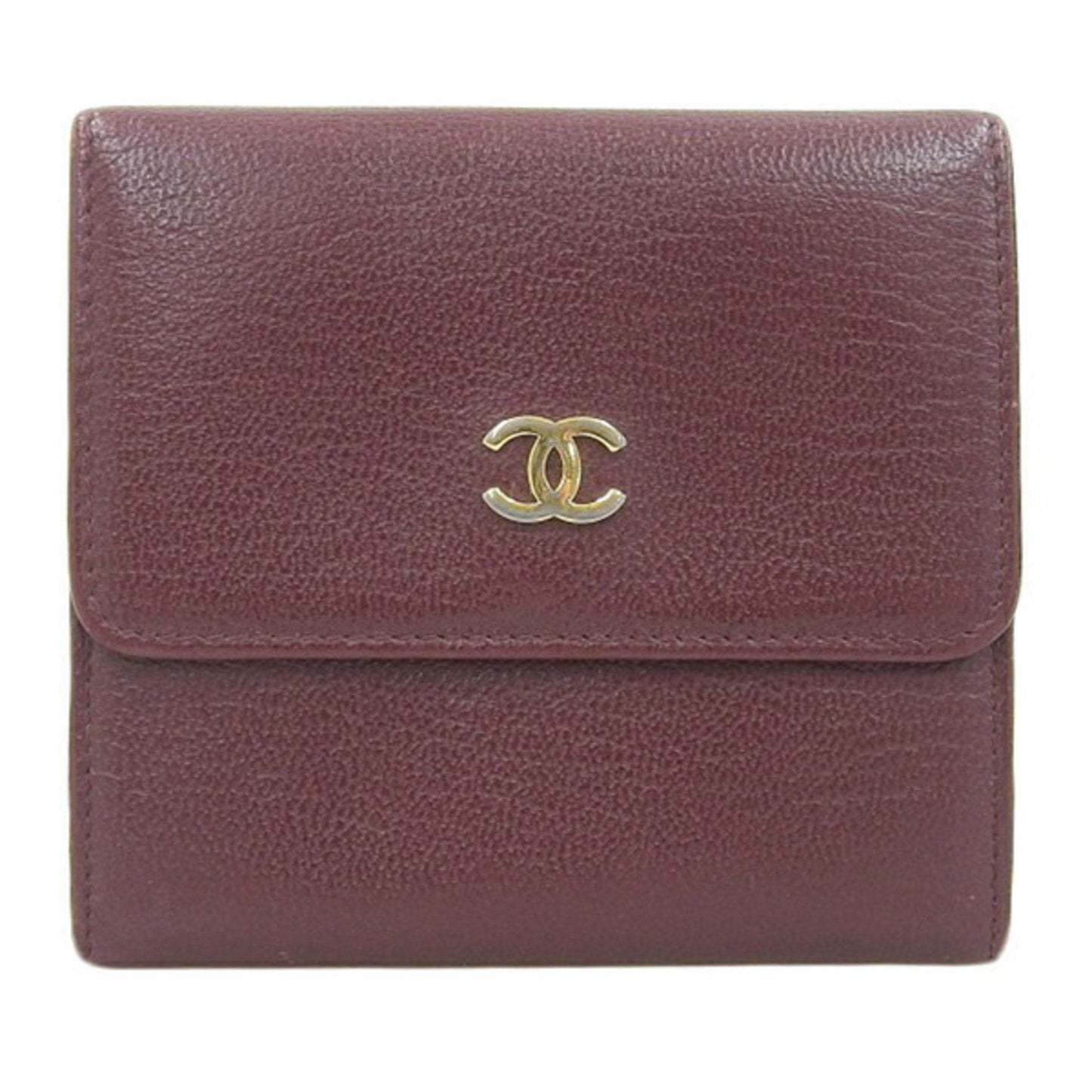 Luxury Chanel Leather Cocomark Trifold Wallet Bordeaux Ladies