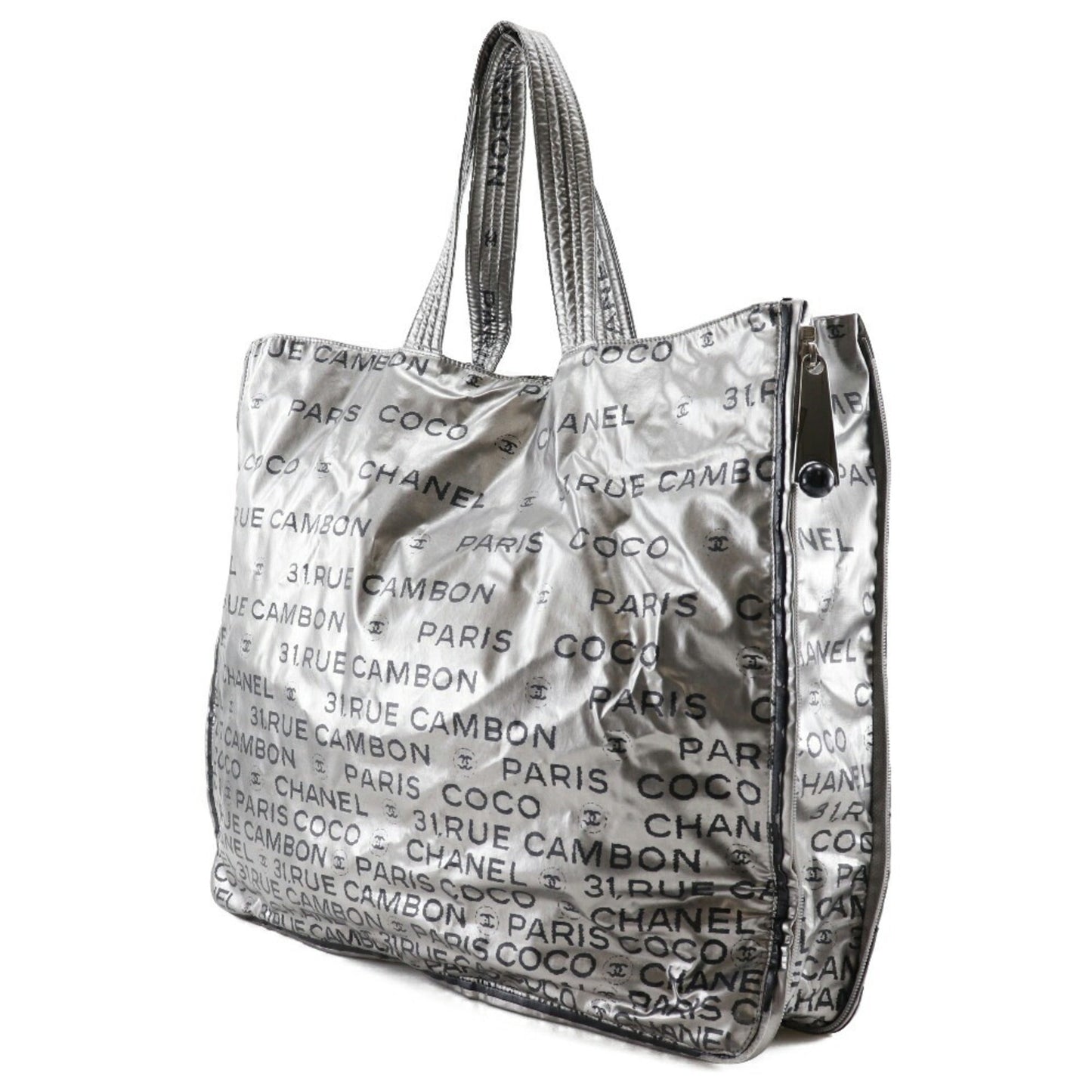Luxury Chanel Unlimited Tote Bag Logo Here Mark A46113 Nylon Silver Ladies
