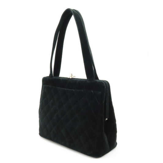Luxury Chanel Velor Matelasse Shoulder Bag Tote Black