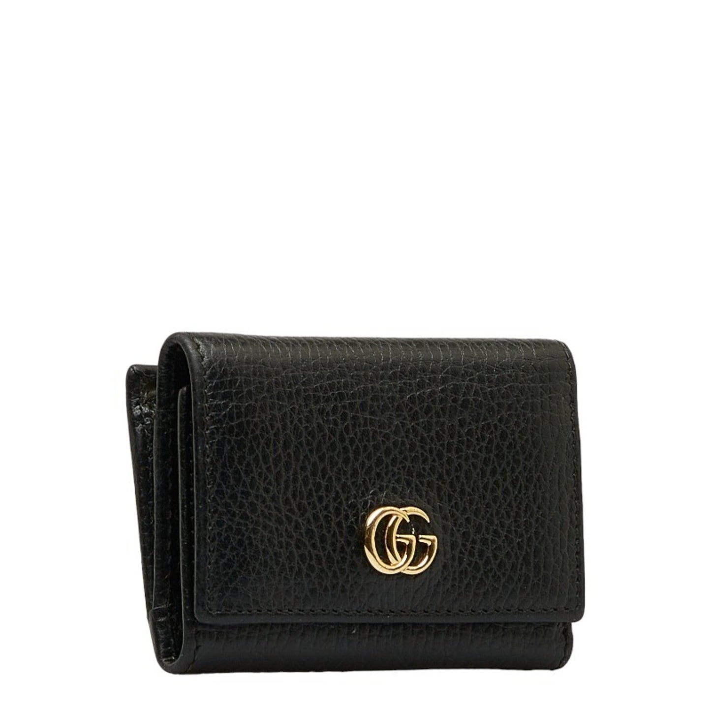 Luxury Gucci GG Marmont Double G Trifold Wallet L-shaped 644407 Black Leather Women's
