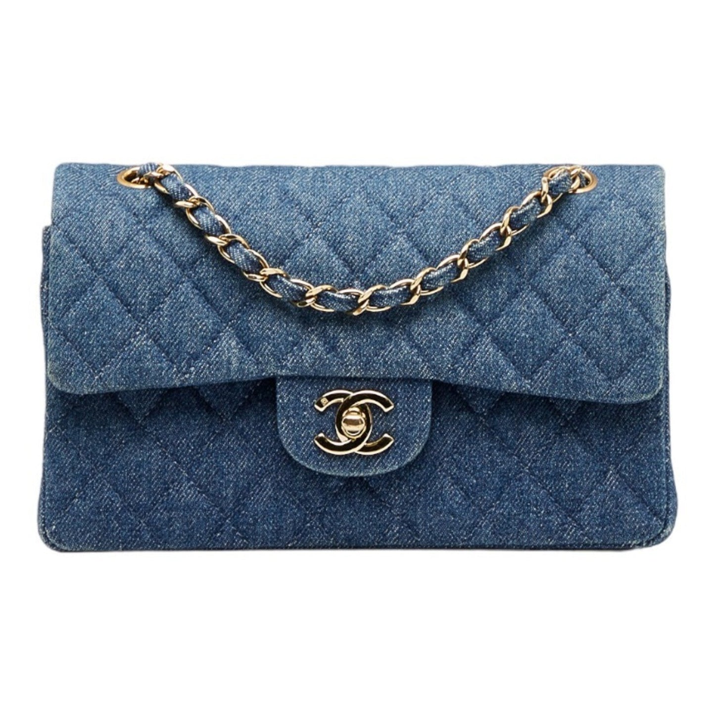 CHANEL matelasse 23 double flap chain shoulder bag blue ladies