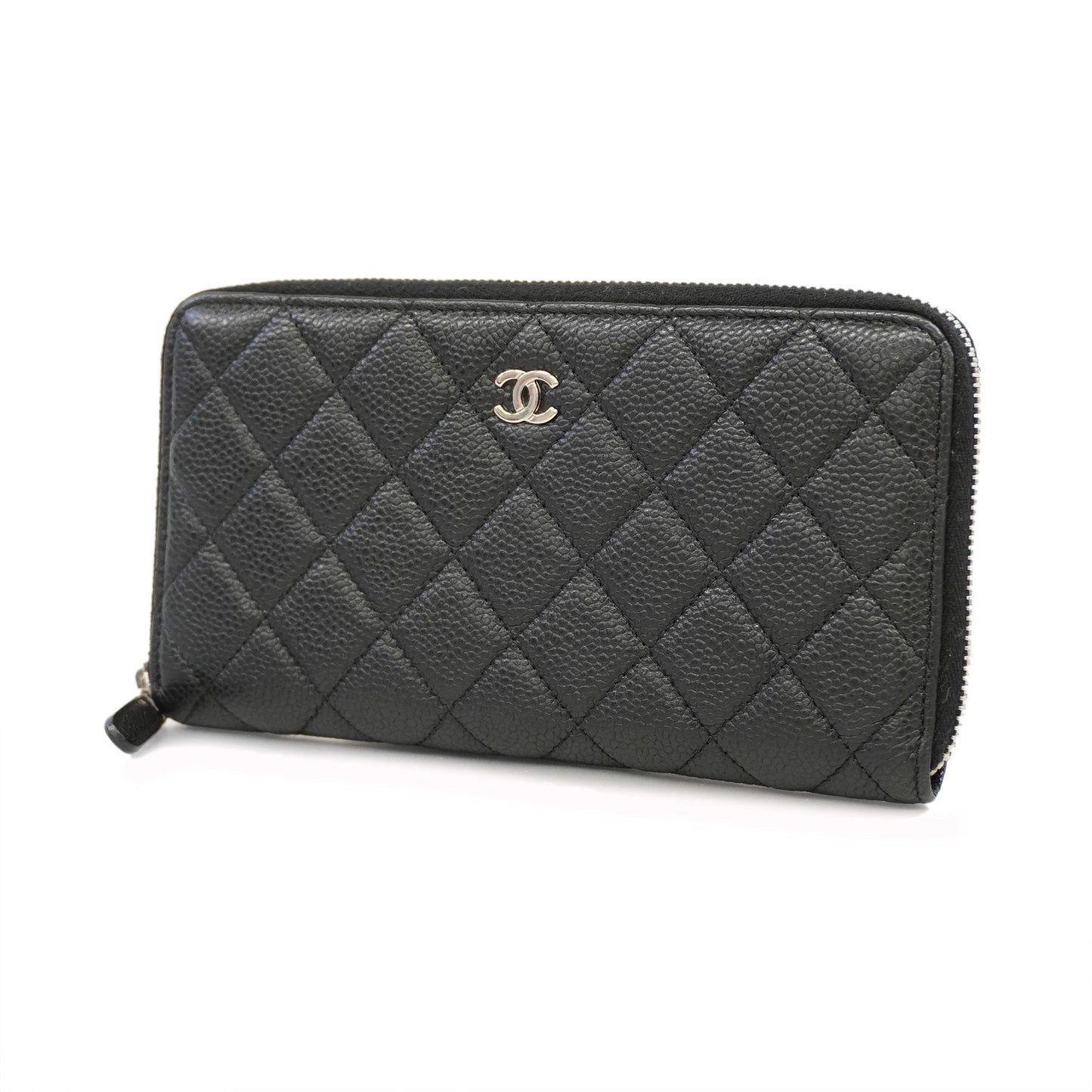 Luxury Chanel  Matelasse Bi-fold Long Wallet Silver Metal Fittings Women's