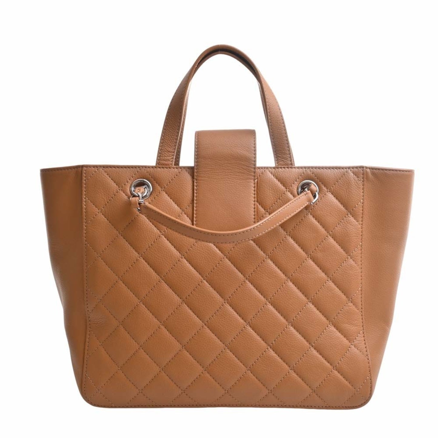 Luxury Chanel Caviar Skin Matelasse Coco Mark Handbag Brown Women's