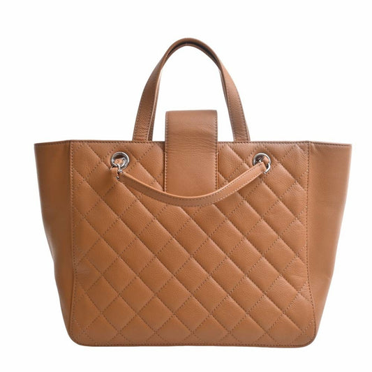 Luxury Chanel Caviar Skin Matelasse Coco Mark Handbag Brown Women's