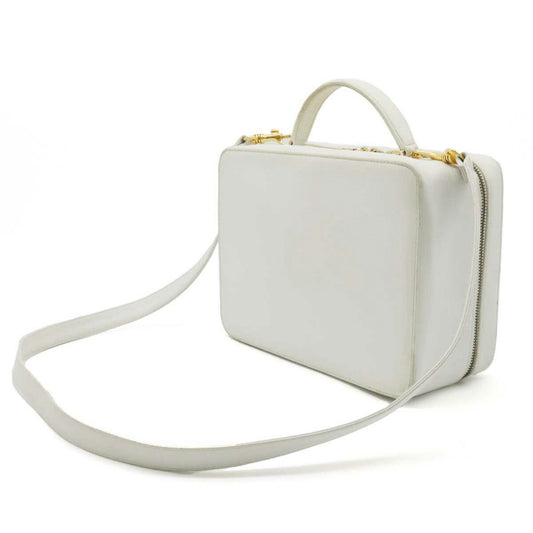 Luxury Chanel Cocomark Handbag Vanity Bag Shoulder Caviar Skin Leather White A11265