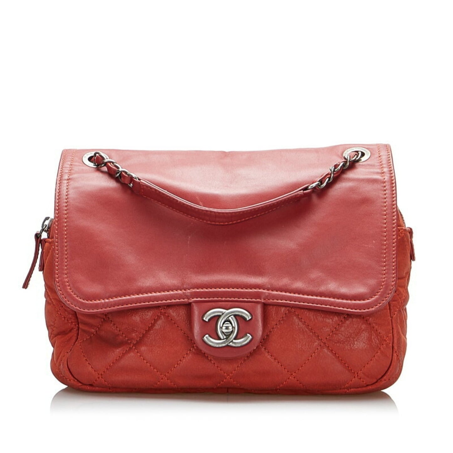 Luxury Chanel coco mark chain shoulder bag red leather ladies