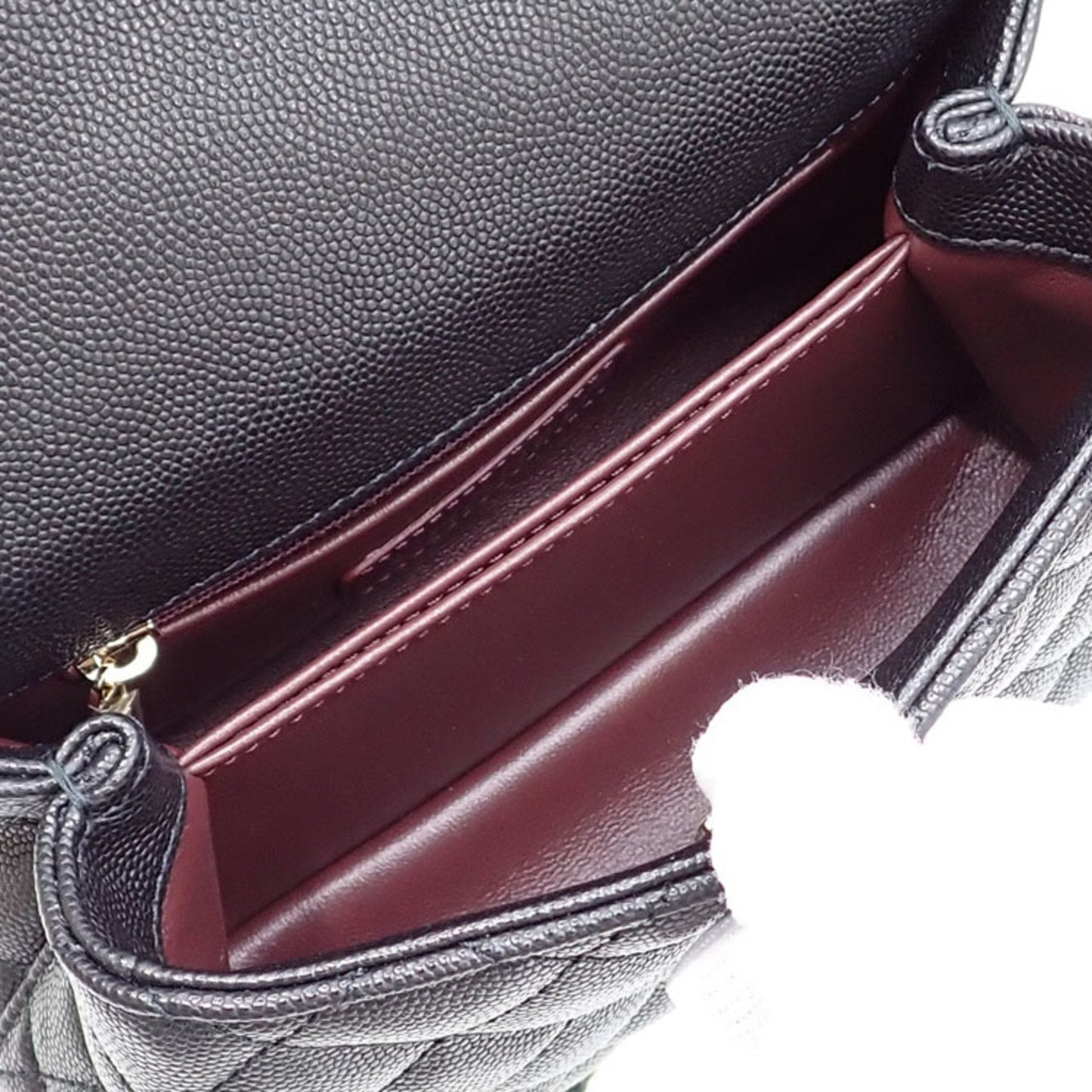 Luxury Chanel Handbag Matelasse Coco Handle XXS Women's Black Caviar Skin AS2215 Shoulder