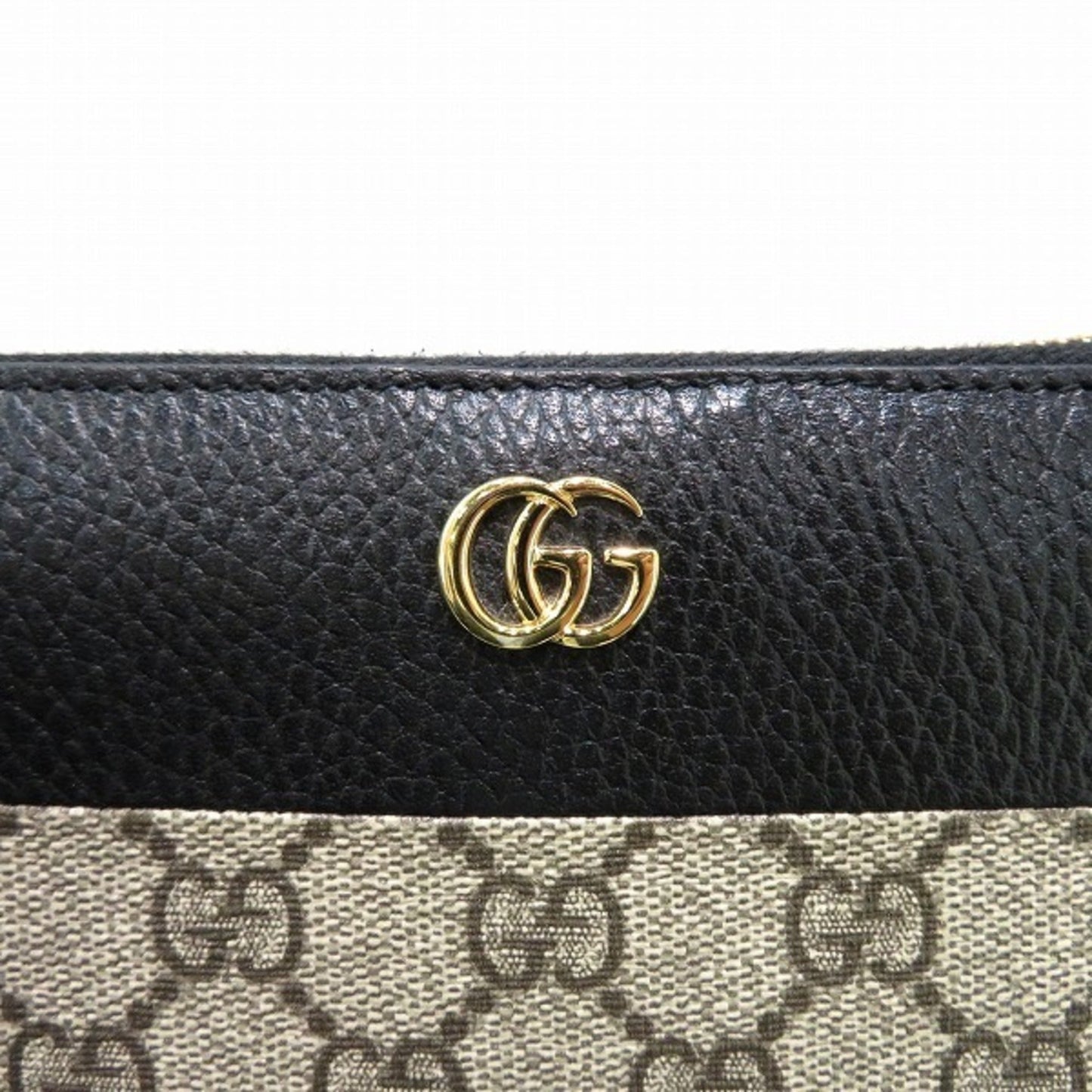 Luxury Gucci GG Marmont 456117 Black Round Zipper Long Wallet Ladies