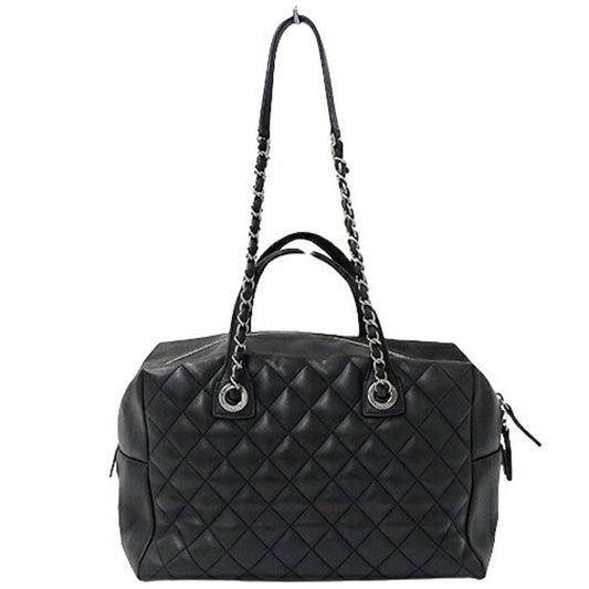 Luxury Chanel bag matelasse lady's tote handbag 2way leather black