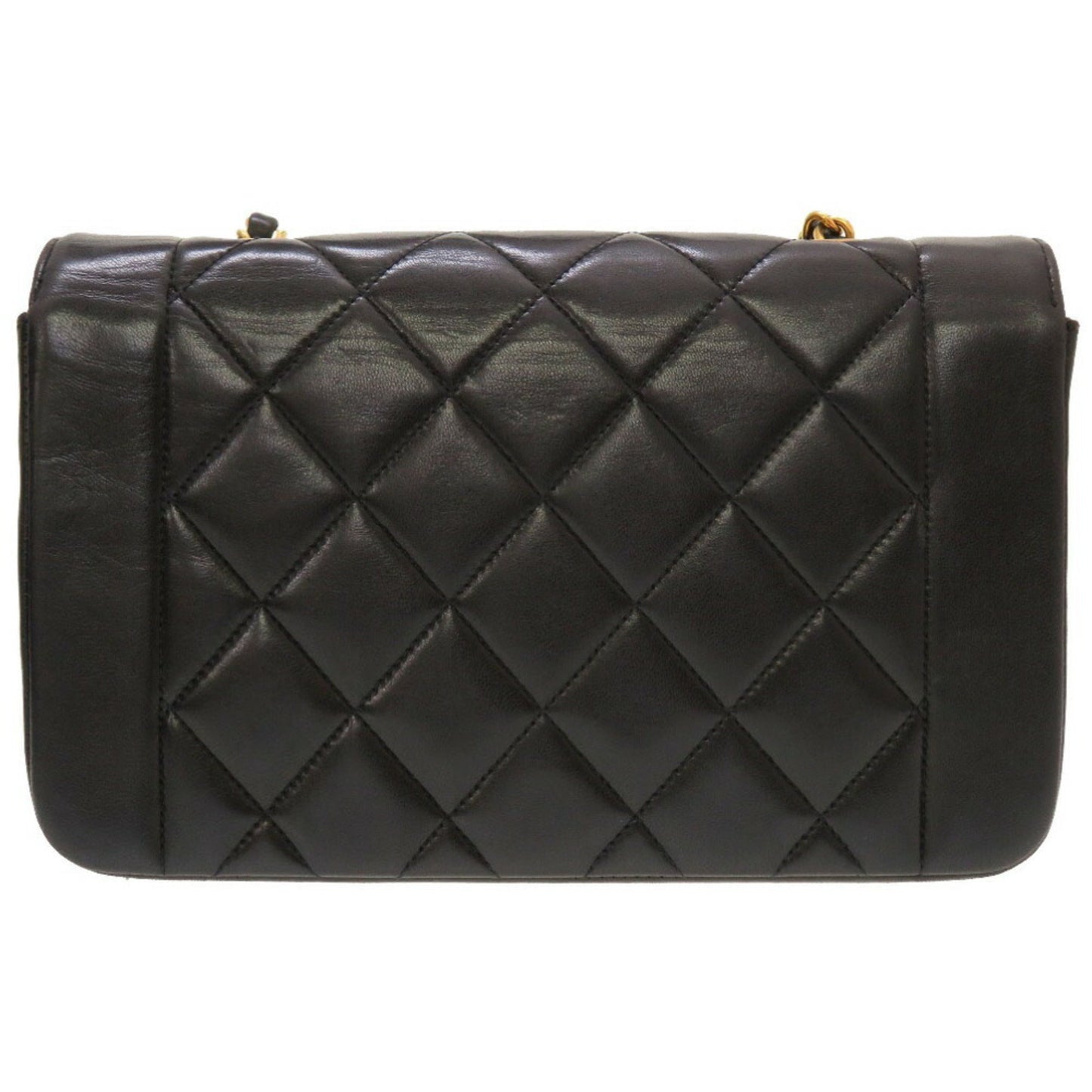 Luxury Chanel Diana 22 Small Matelasse Lambskin Black Gold Chain Shoulder Bag No. 3 Coco Mark Turnlock
