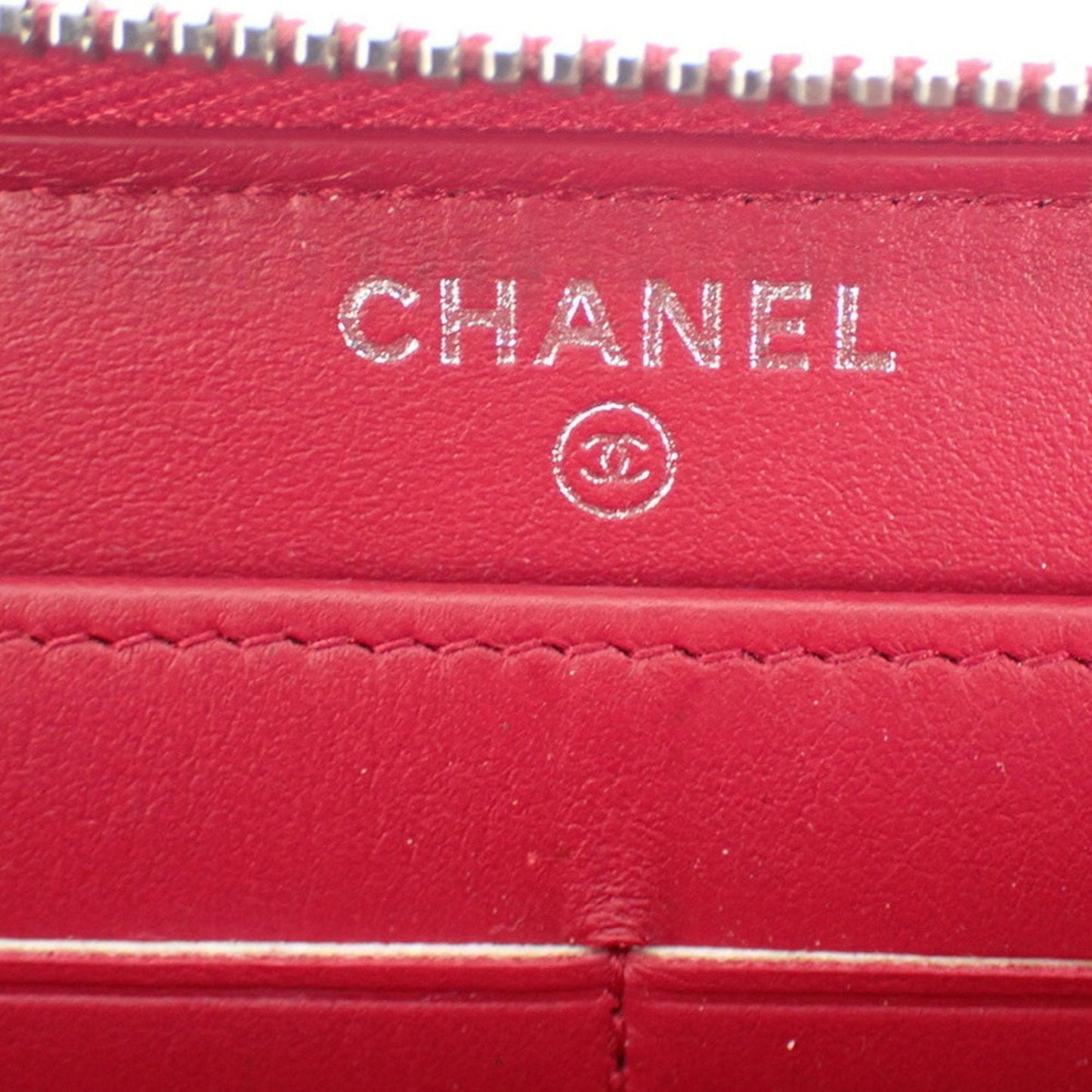 Luxury Chanel here mark caviar skin round long wallet red 2