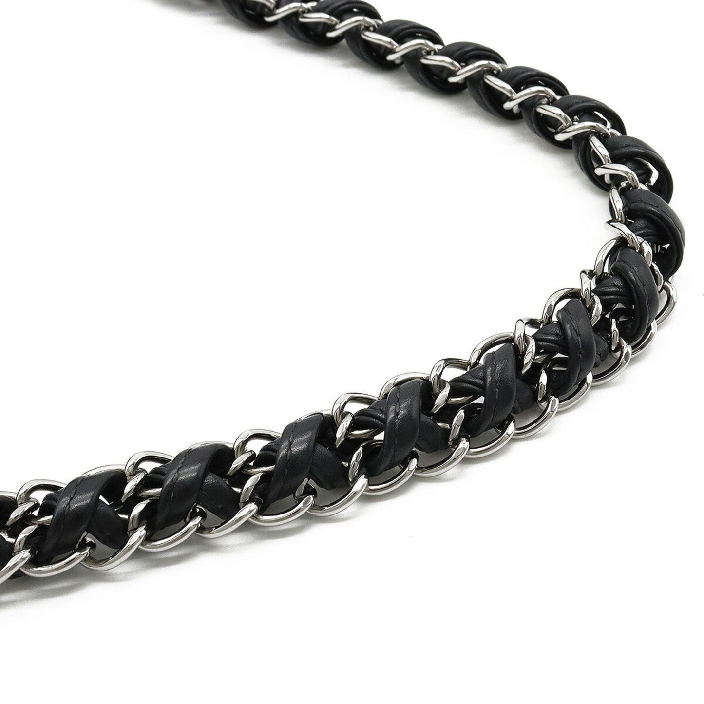 Luxury Chanel luxury line here mark shoulder bag chain leather black