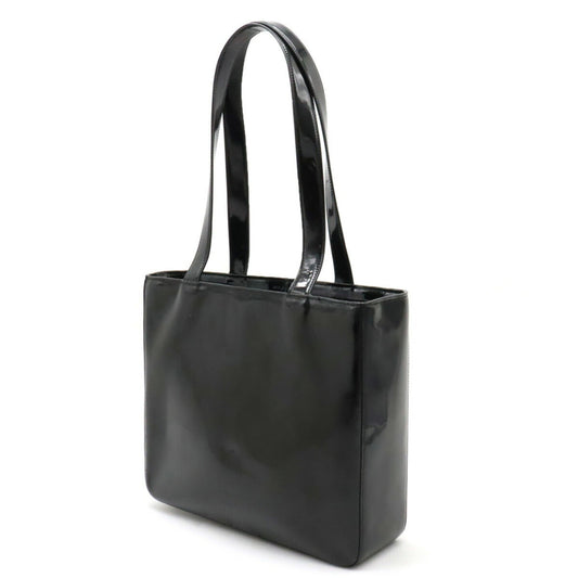 Luxury Chanel tote bag shoulder enamel patent leather black